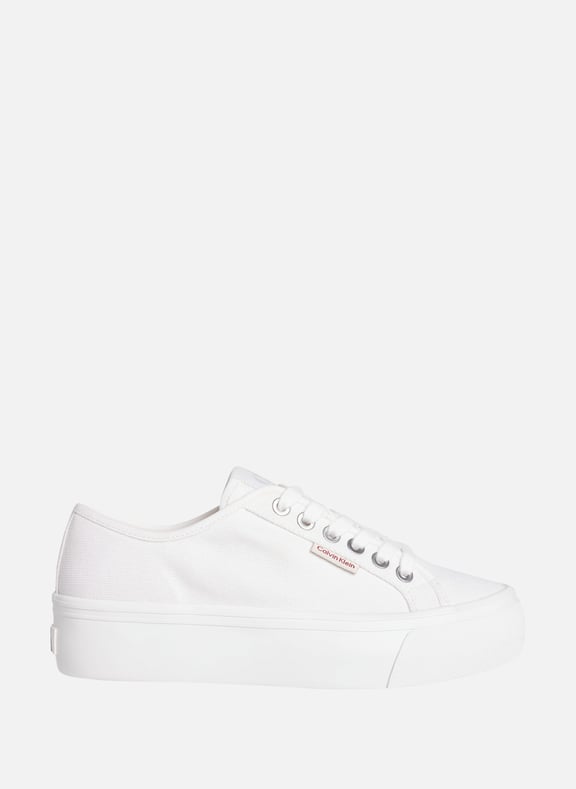 Baskets à talon compensé en toile Blanc by CALVIN KLEIN CALVIN KLEIN Baskets à talon compensé en toile Blanc