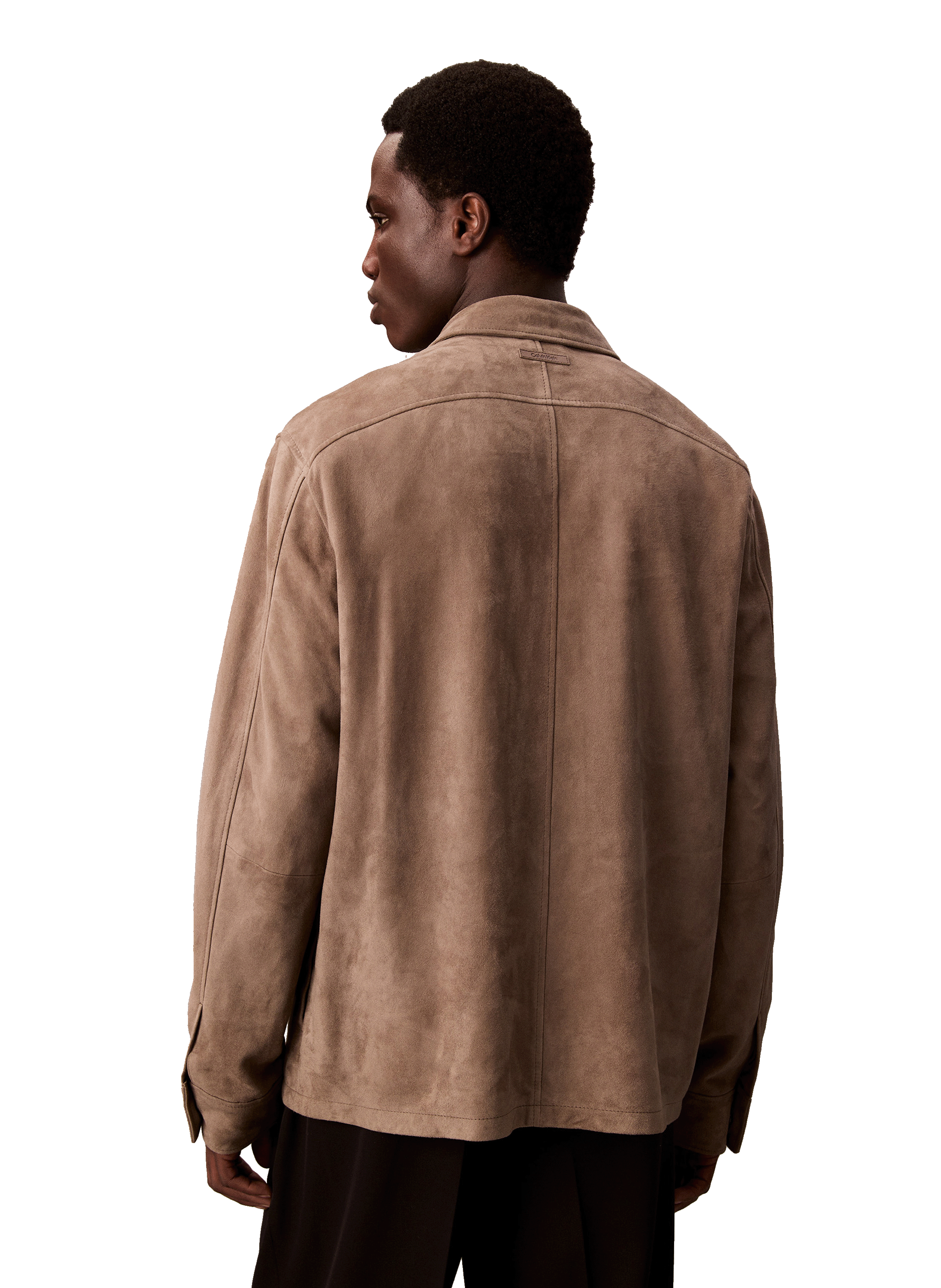 Veste col classique en cuir suédé CALVIN KLEIN Gris