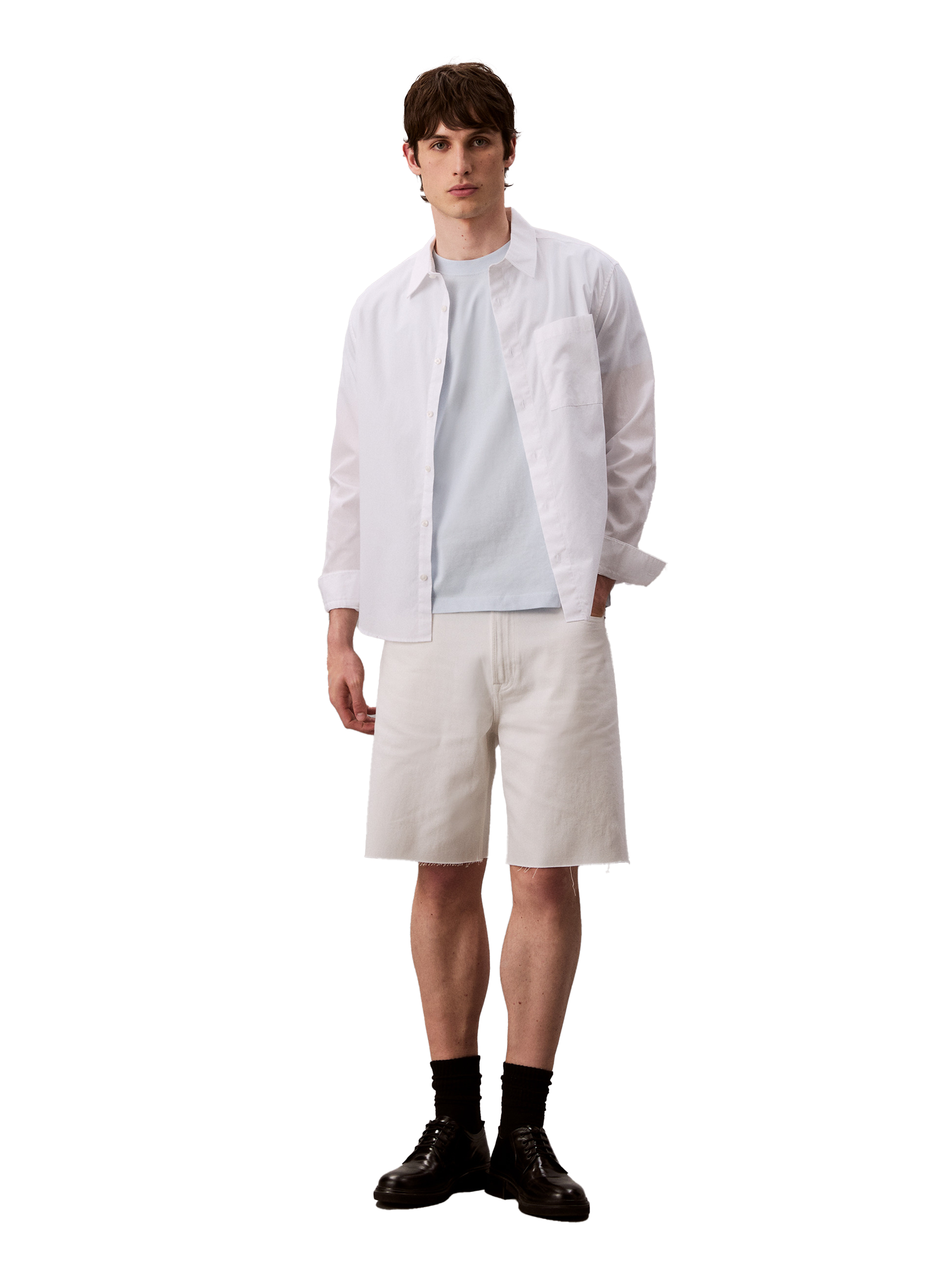 T-shirt à col rond en coton CALVIN KLEIN Bleu