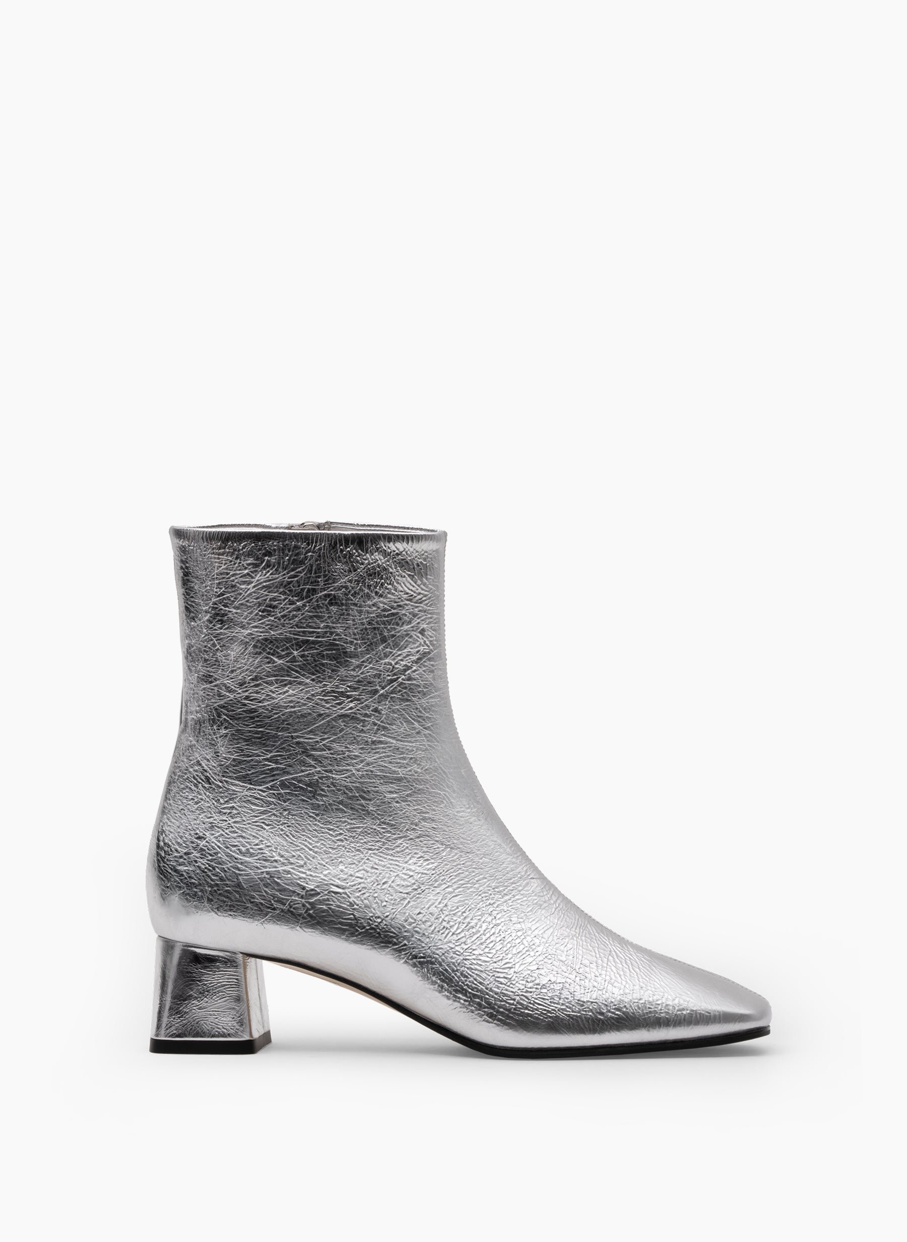 Bottines batan en nappa craquele PARALLELE Argent