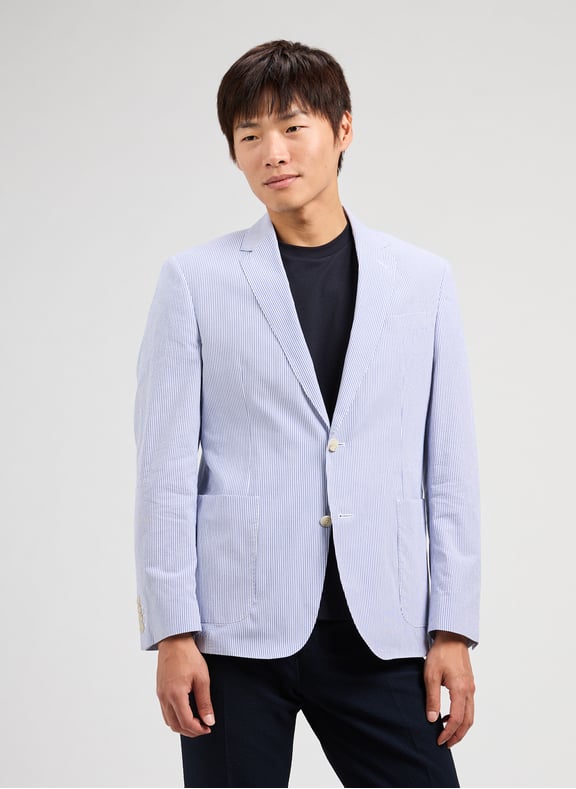 Blazer rayé en coton seersucker Bleu by HACKETT HACKETT Blazer rayé en coton seersucker Bleu