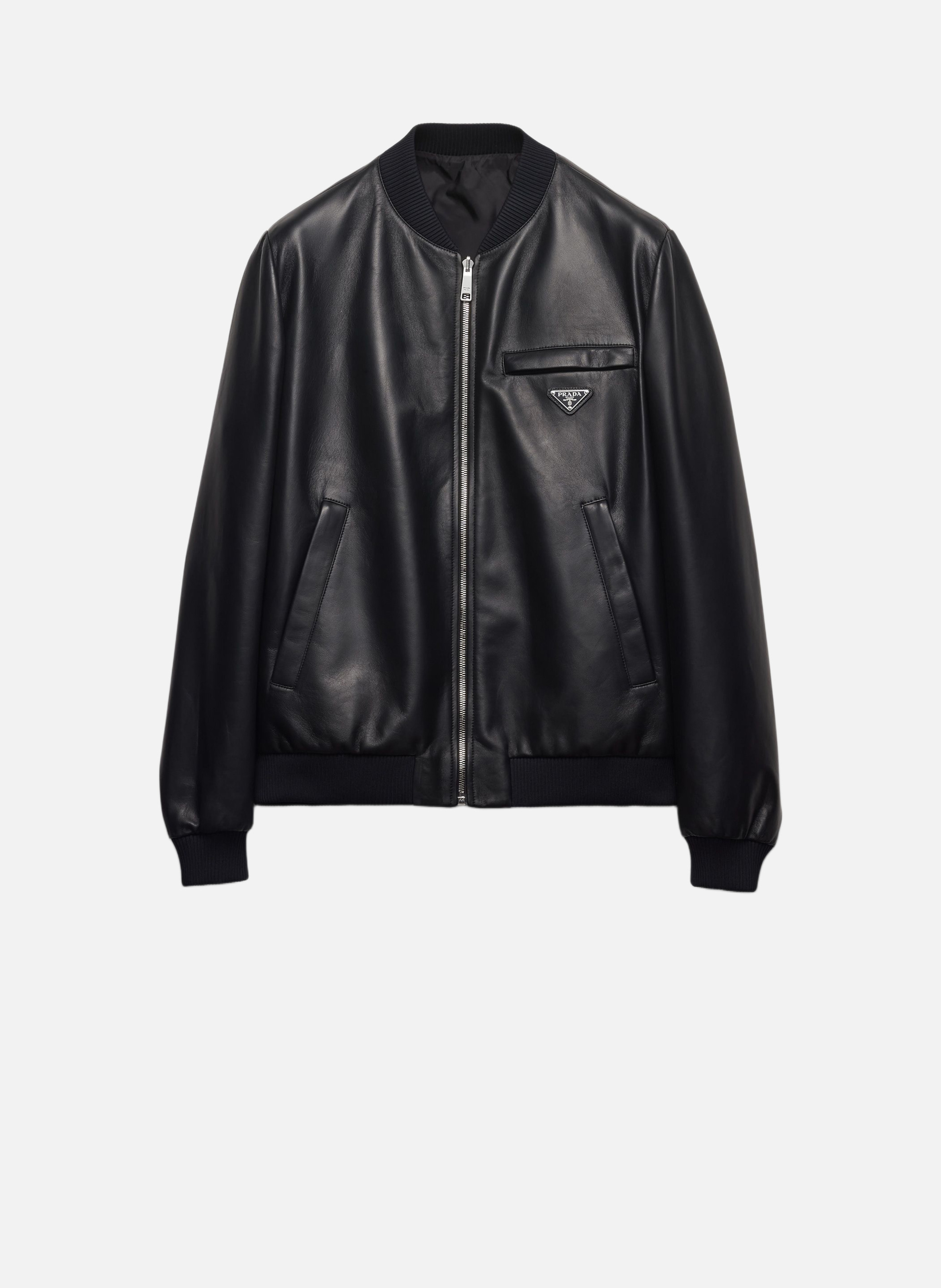 Bomber en cuir nappa PRADA Noir