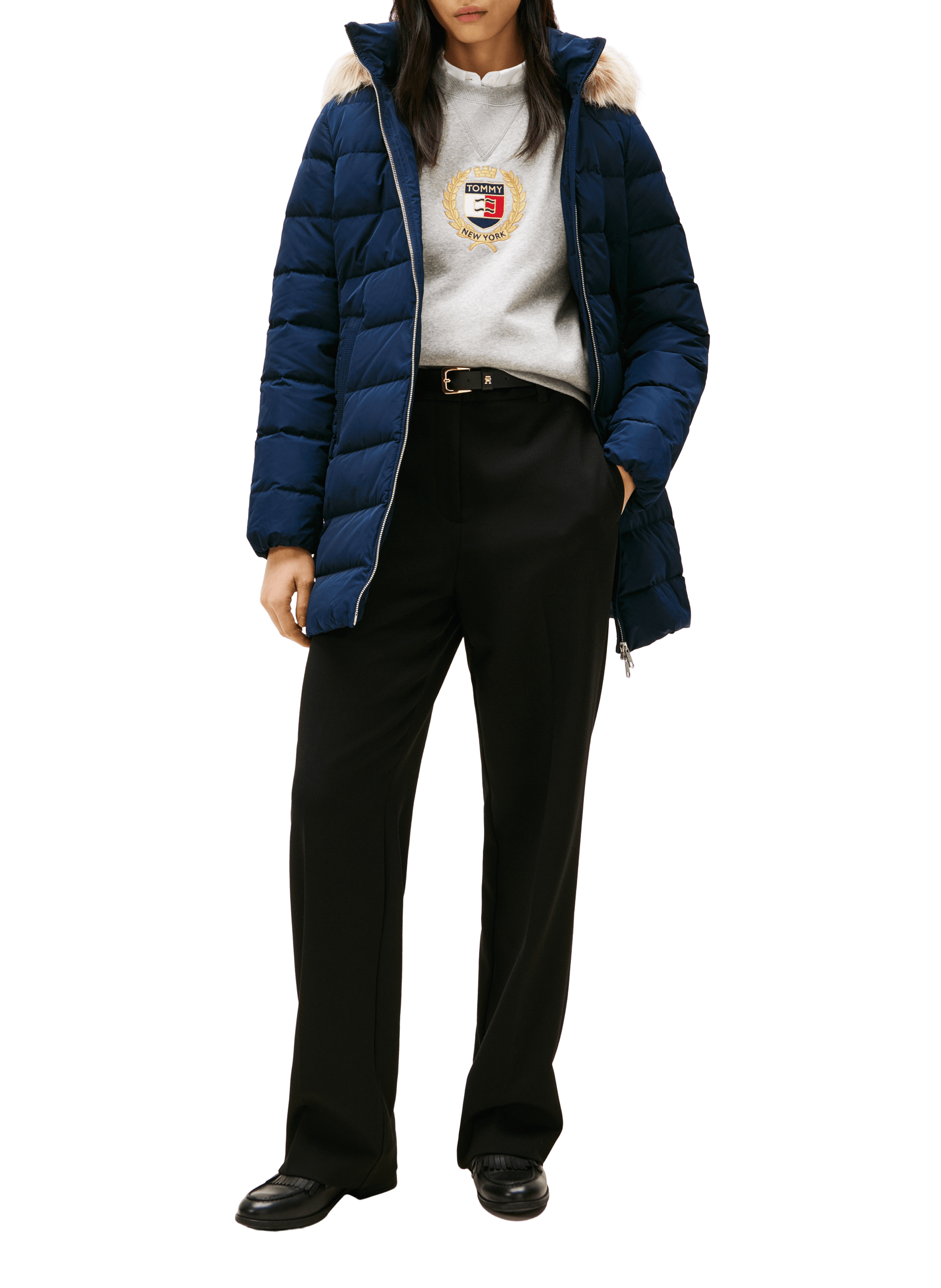 Doudoune à capuche en fausse fourrure TOMMY HILFIGER Bleu