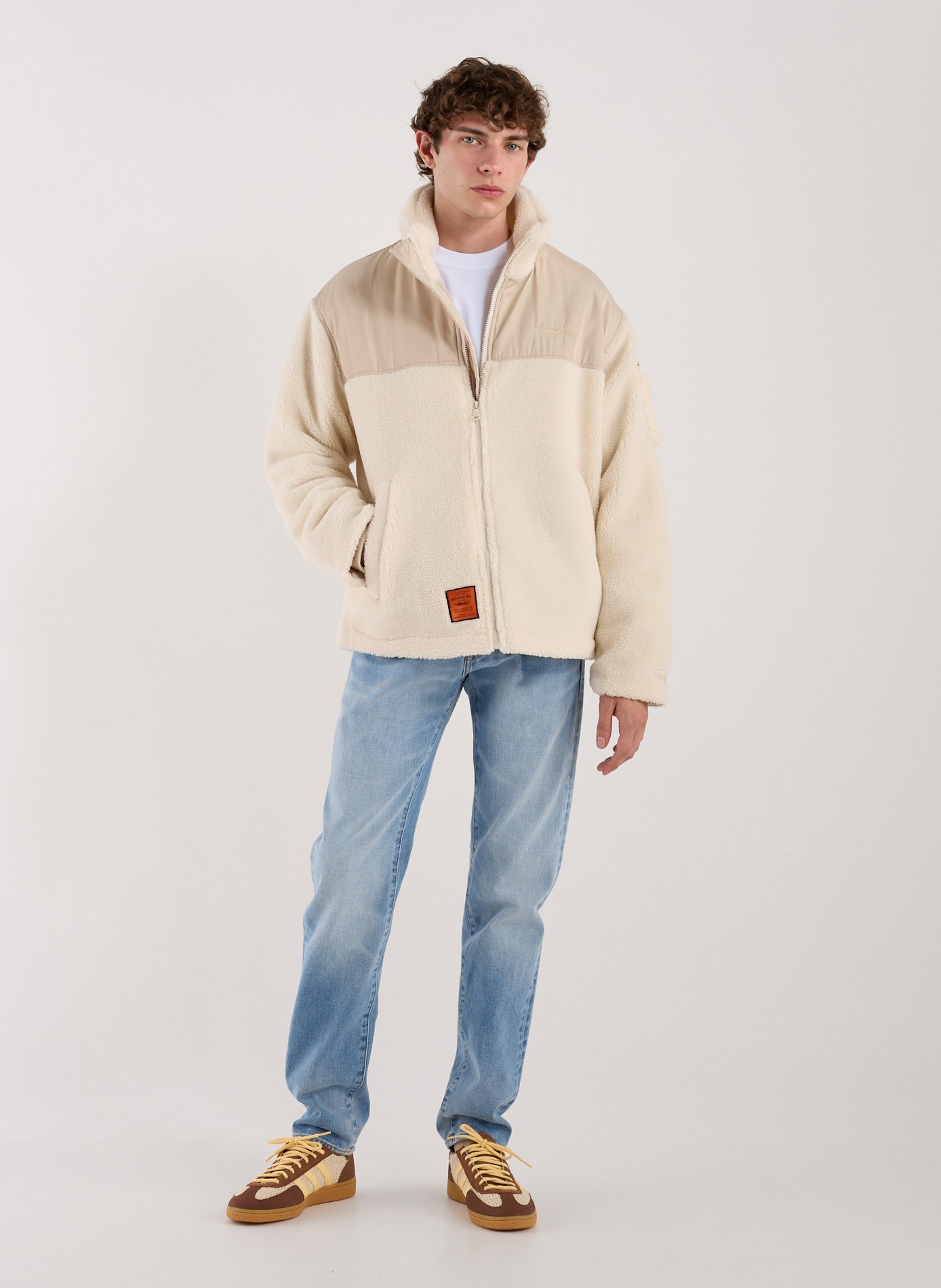 Veste polaire ample à col montant BOMBERS ORIGINAL Blanc