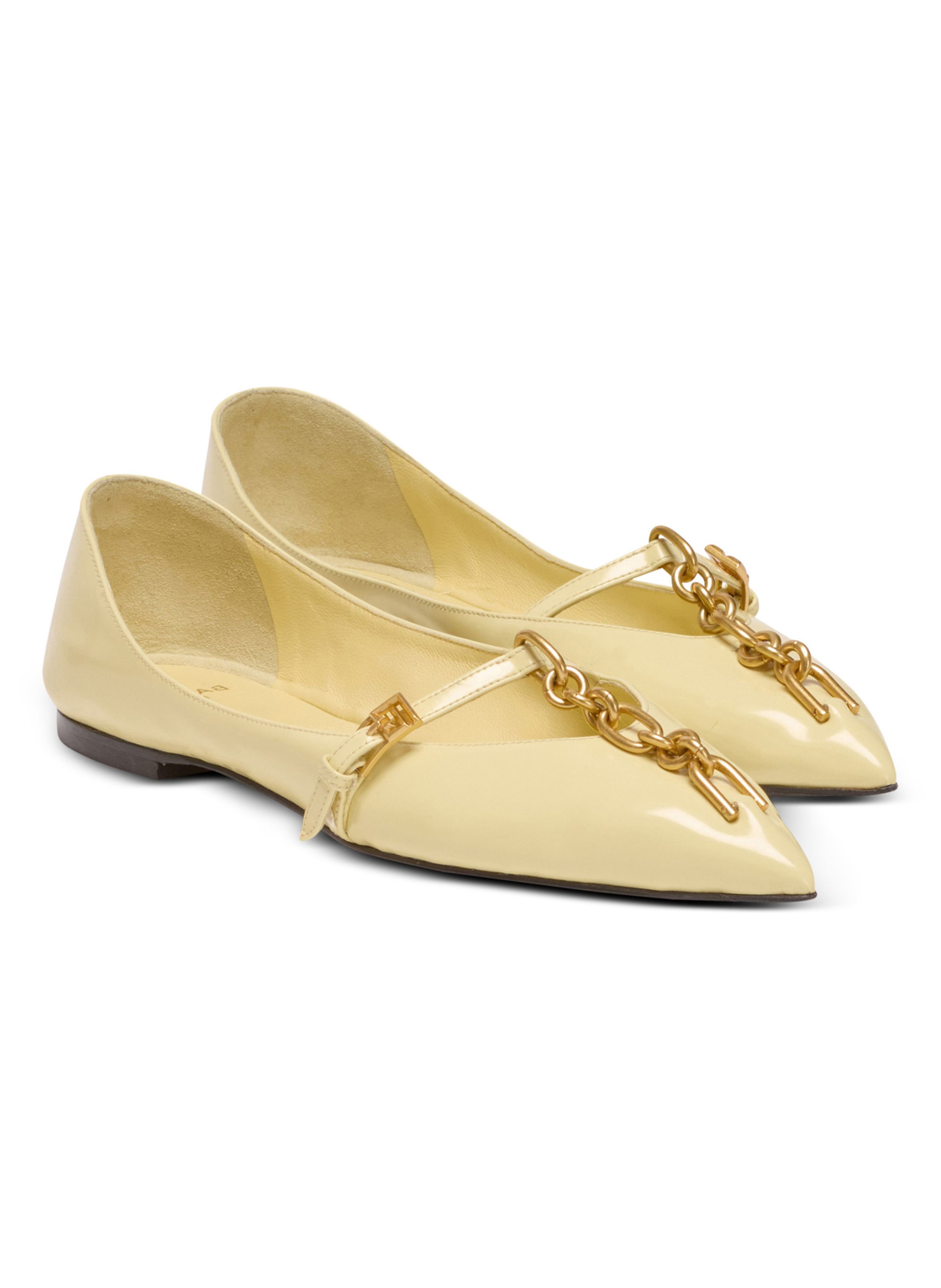 Ballerines sync en cuir d’agneau brillant BALMAIN Jaune