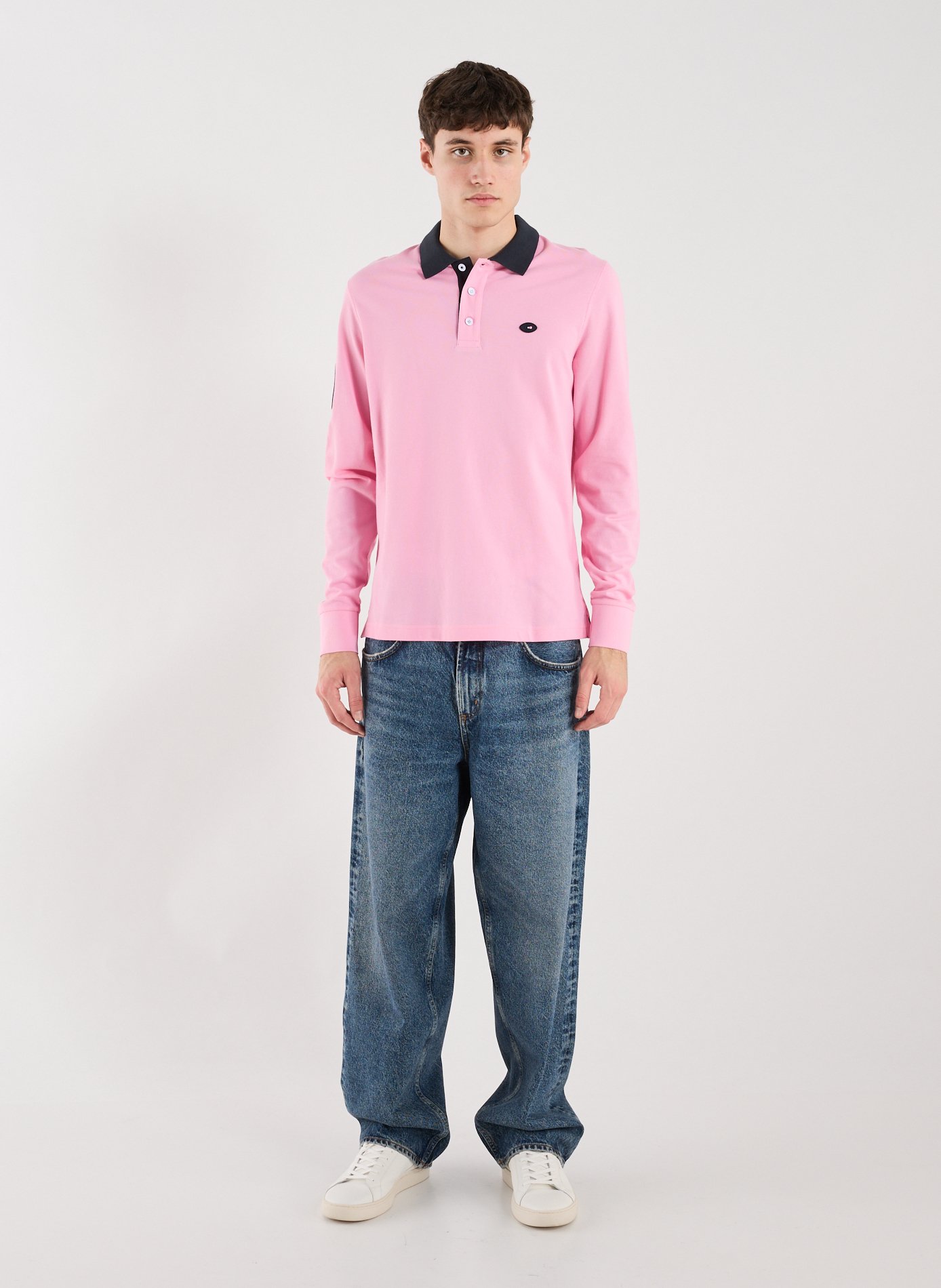 Long-sleeved cotton polo shirt EDEN PARK Pink