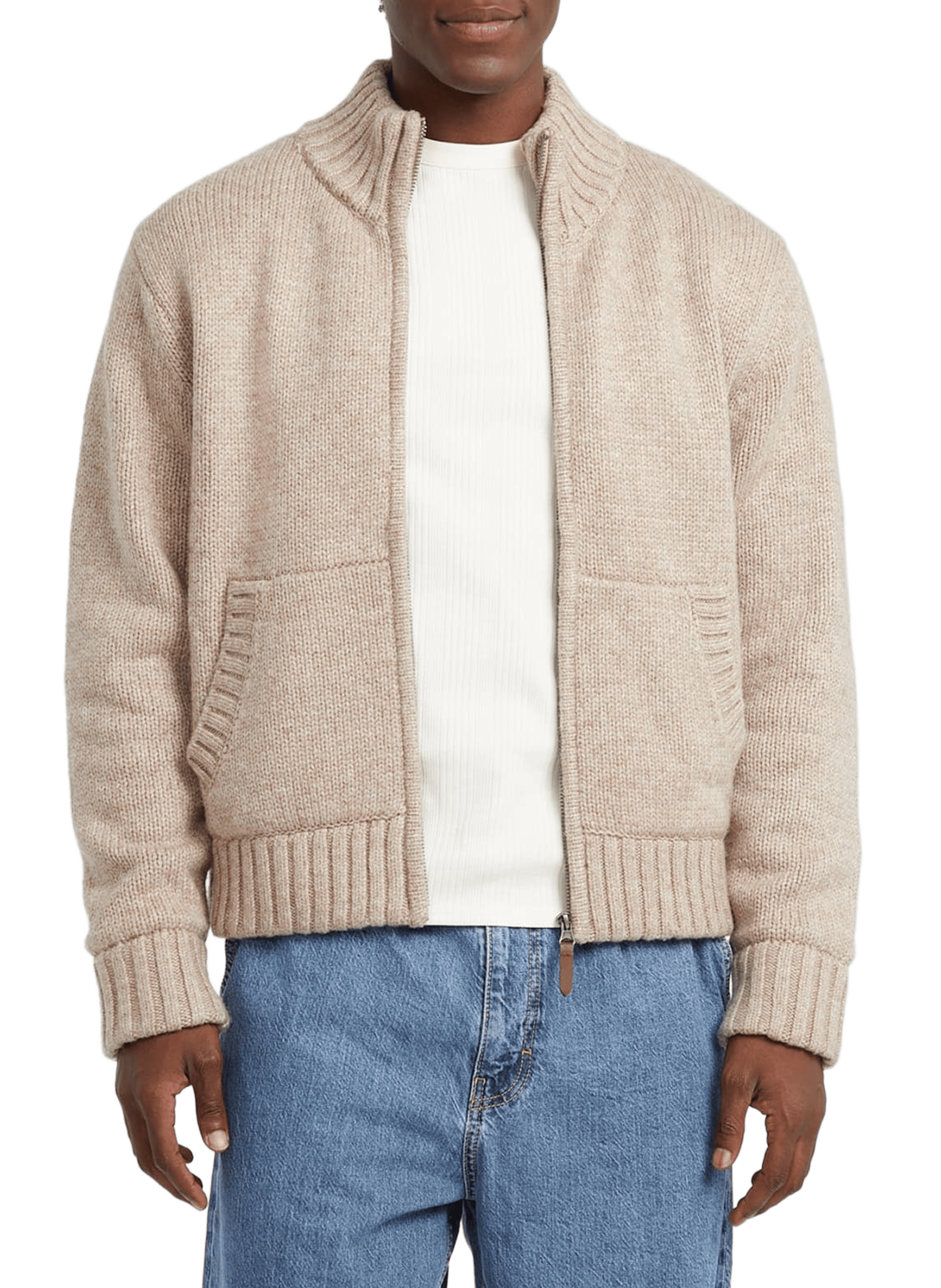 Zip-up sweater with high collar GUESS Beige