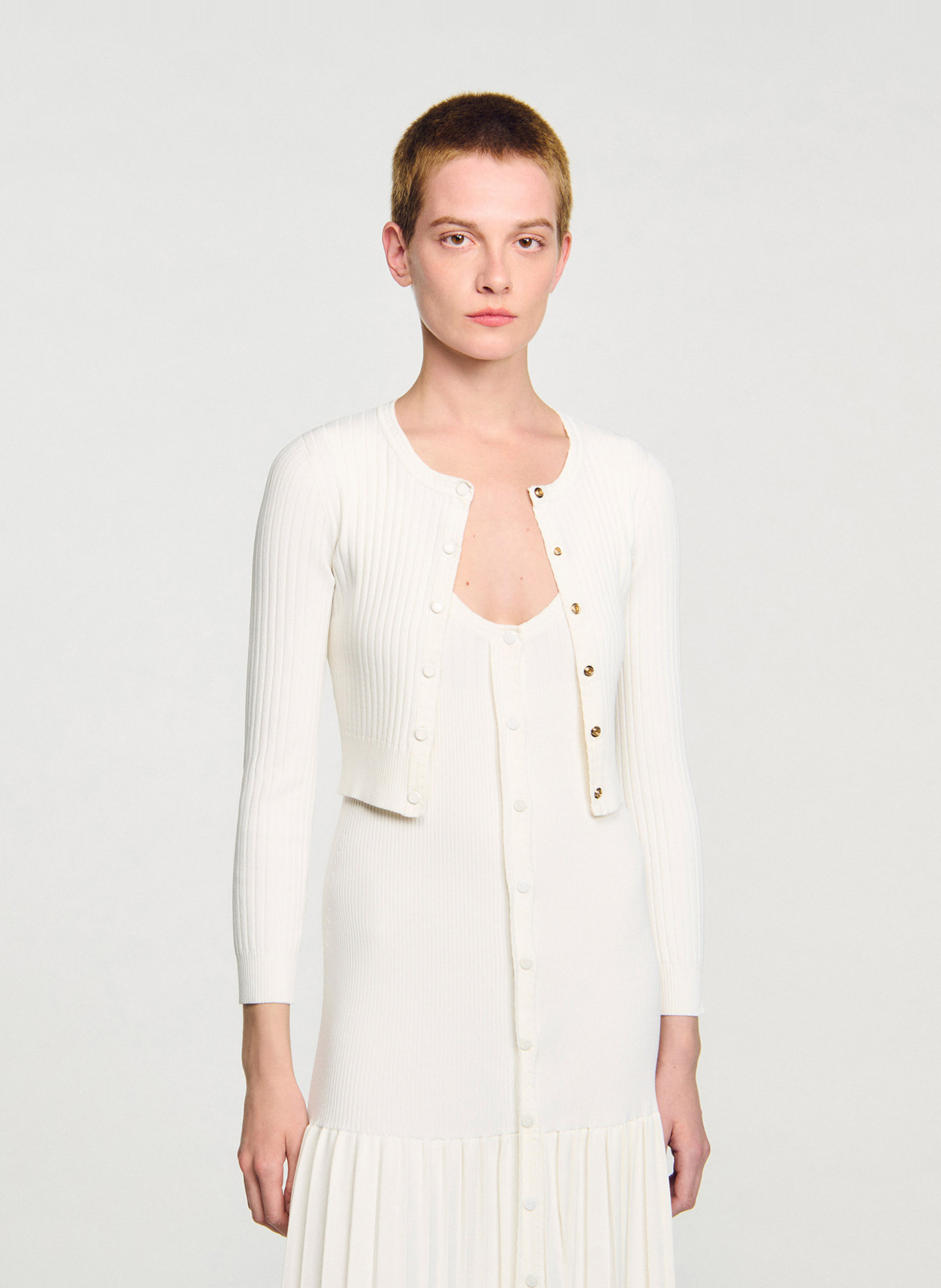 Gilet ajusté en maille SANDRO Beige