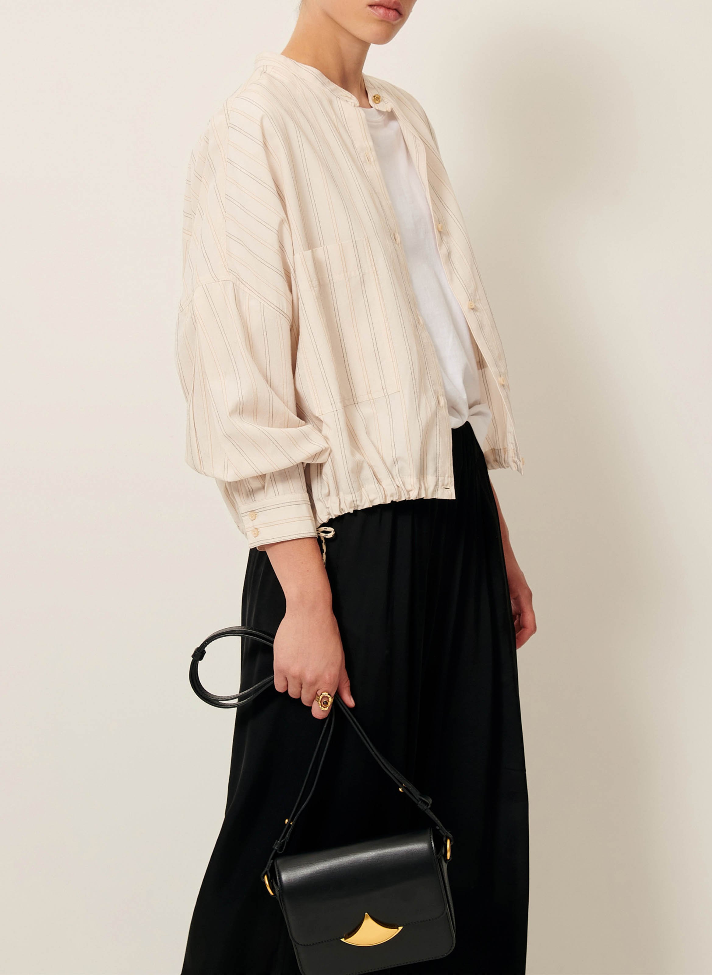 Chemise à rayures col rond cadaques SESSUN Beige