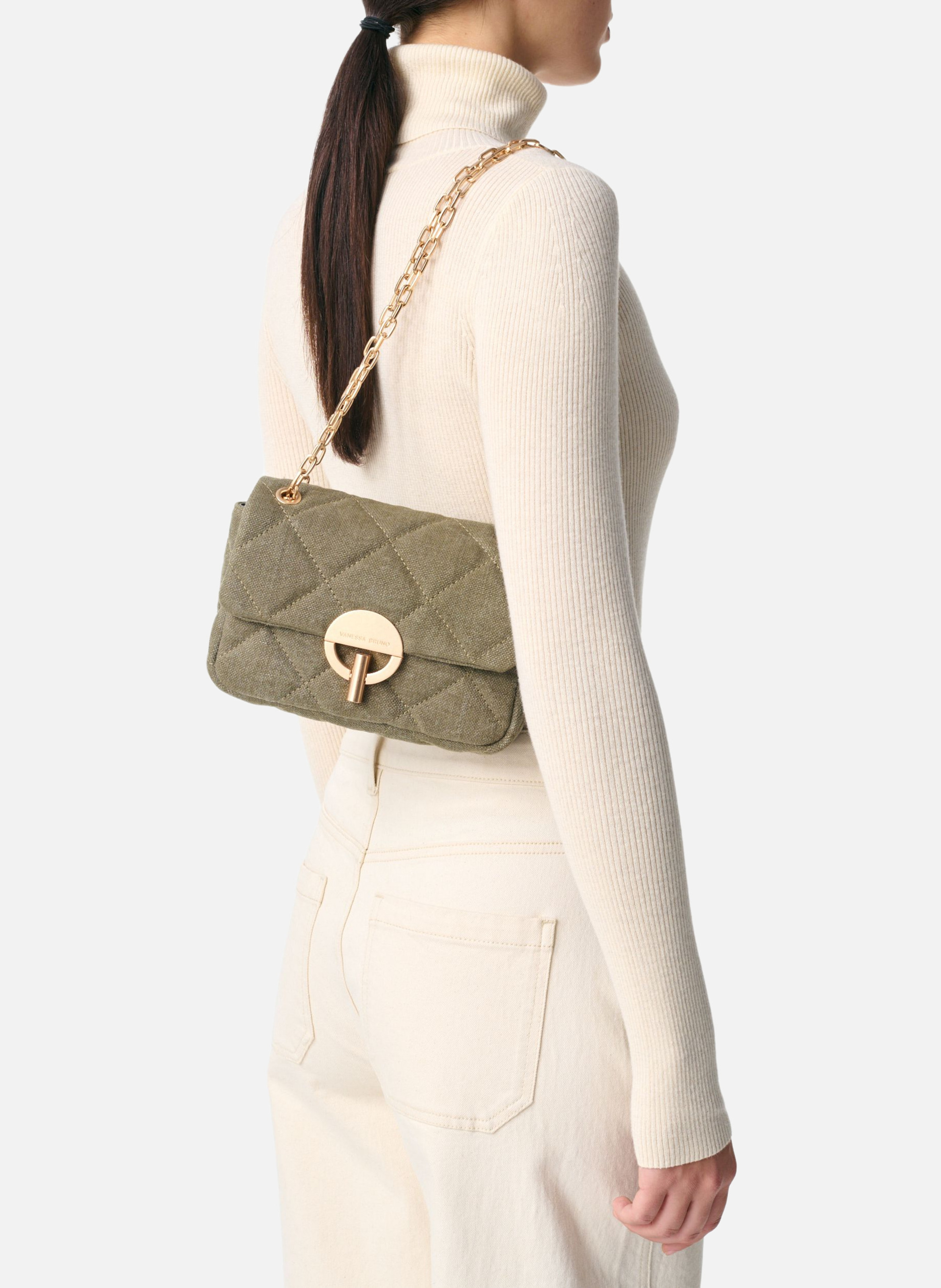 Moyen sac moon en lin VANESSA BRUNO Vert