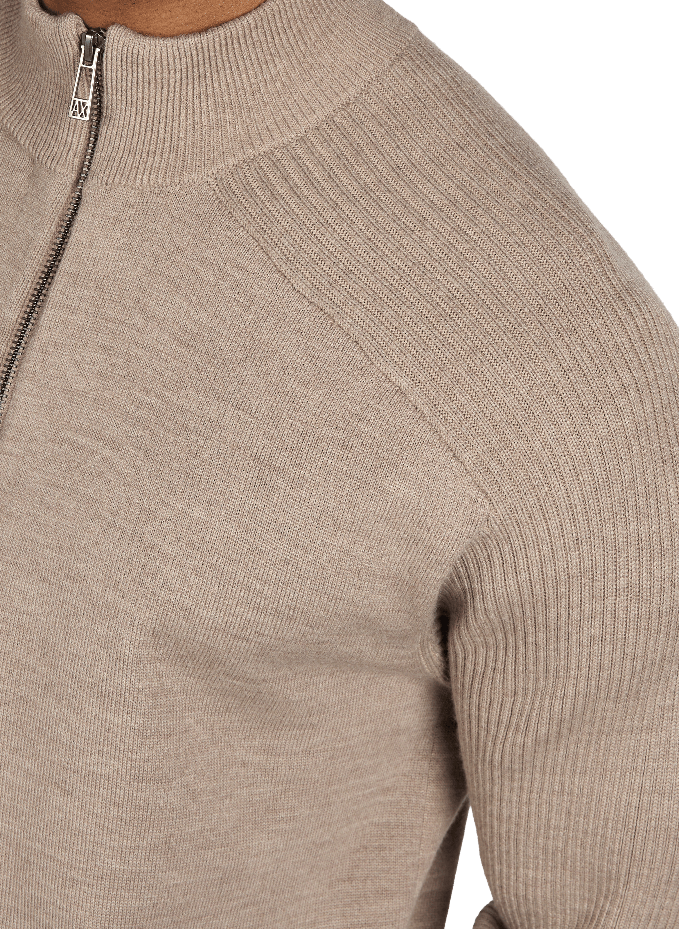 Zip-up high-neck vest in virgin wool and cotton blend ARMANI EXCHANGE Beige