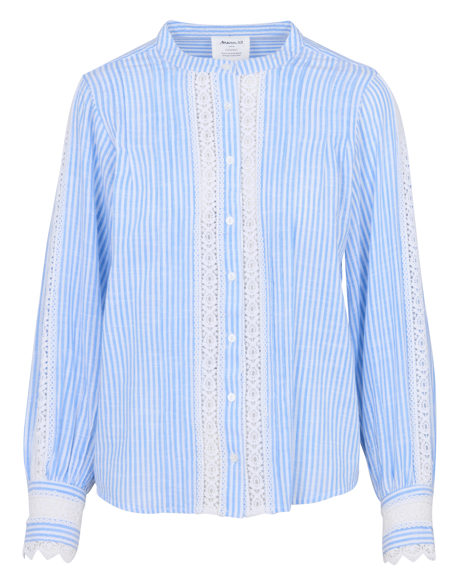 Chemise à rayures col rond Dune MAISON 123 Bleu