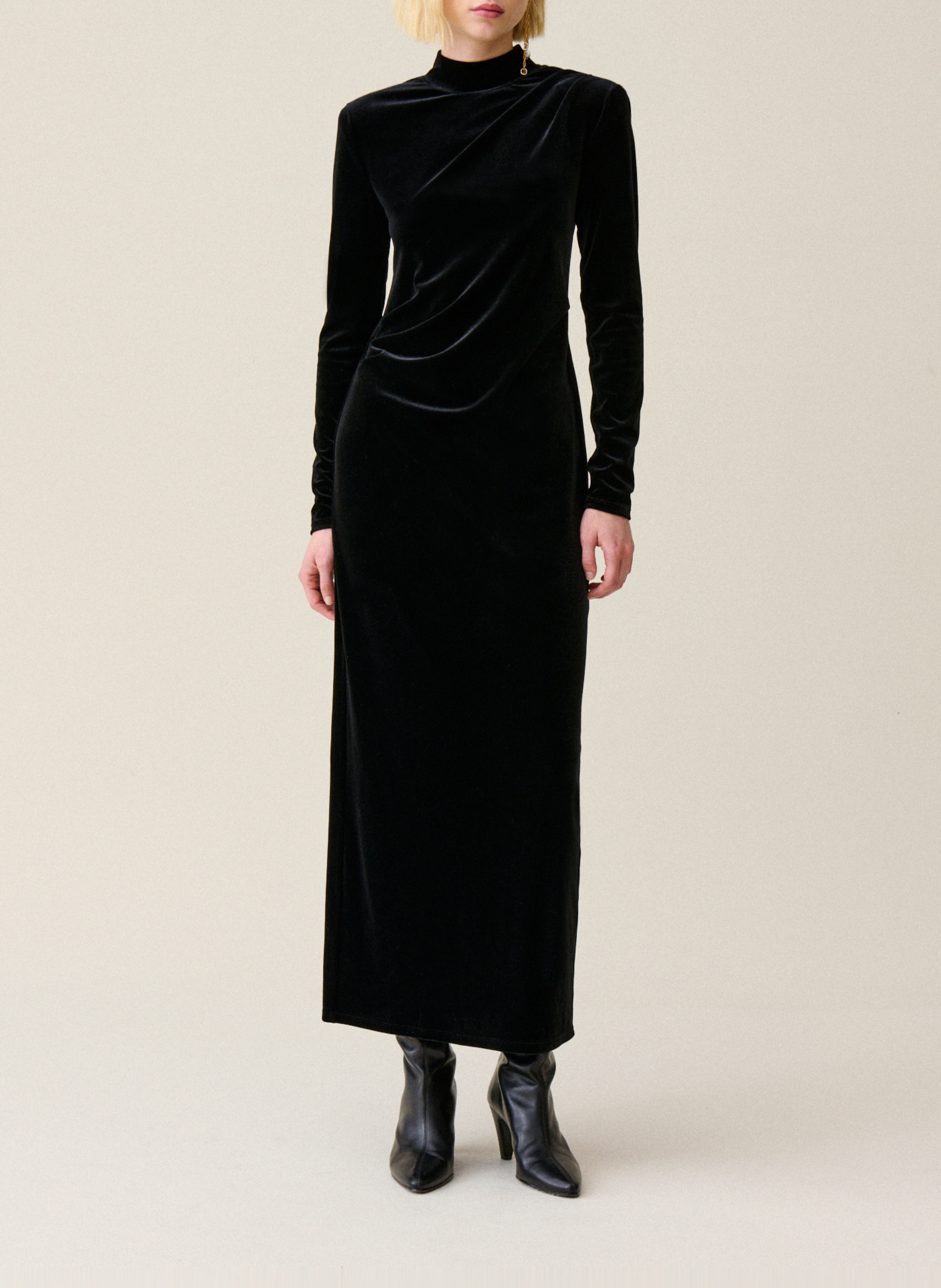 Robe midi en velours CLAUDIE PIERLOT Noir