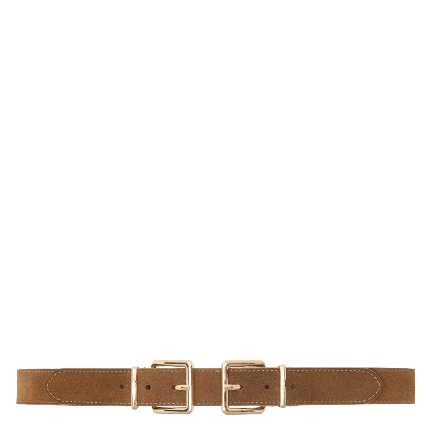 Ceinture à double boucles en cuir MAJE Beige
