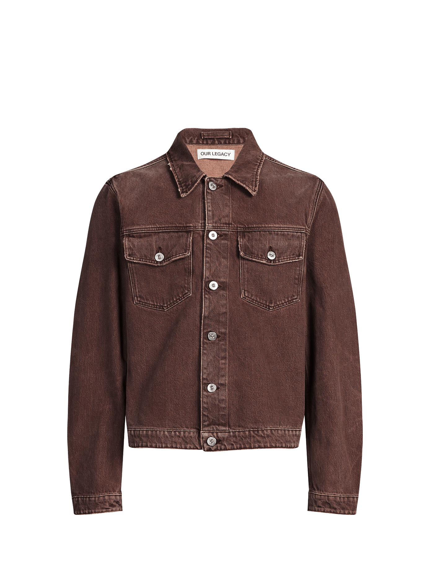 Denim jacket with classic collar in cotton OUR LEGACY Brown