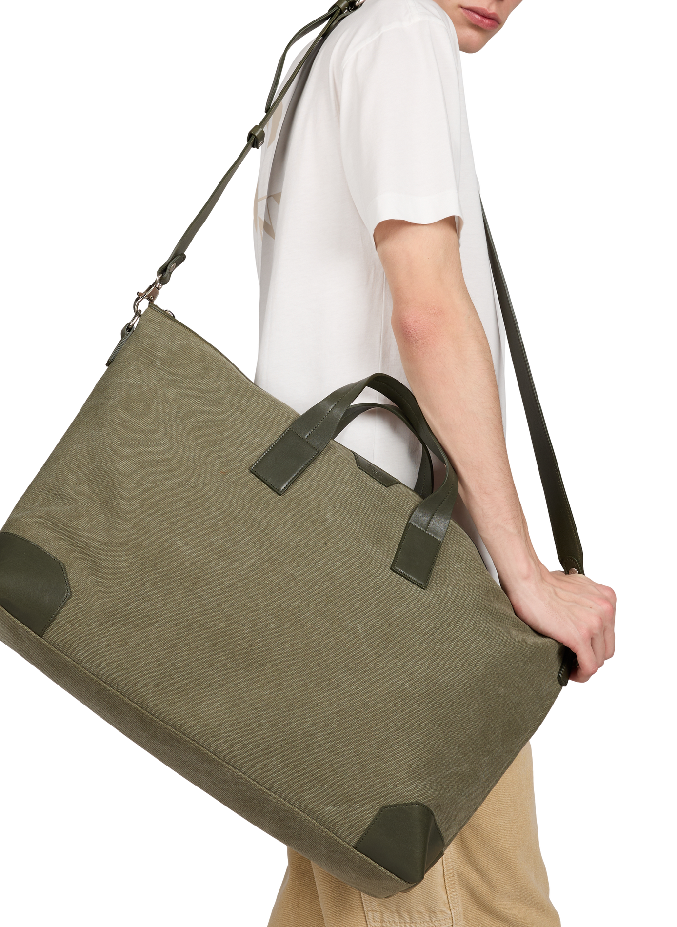 Sac week end en cuir  IL BISONTE Kaki