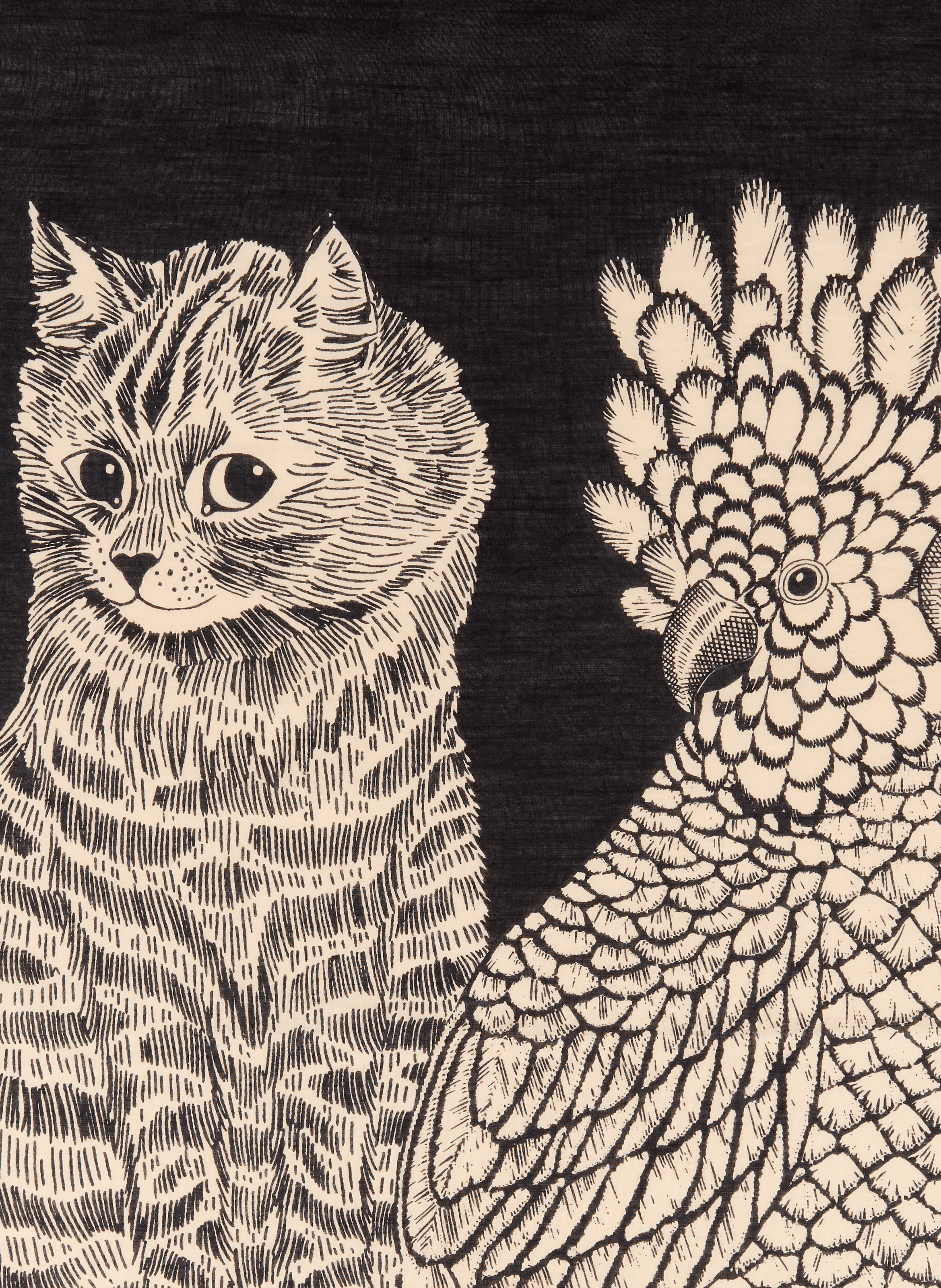 Foulard imprimé en coton INOUITOOSH Noir