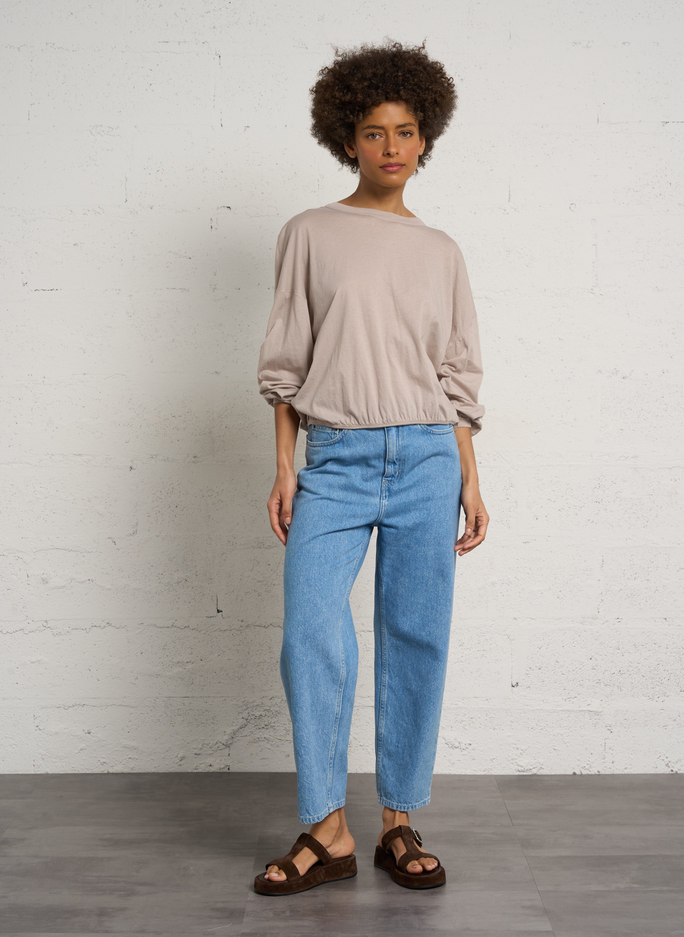 Tee-shirt oversize uni en coton laloom AMERICAN VINTAGE Beige