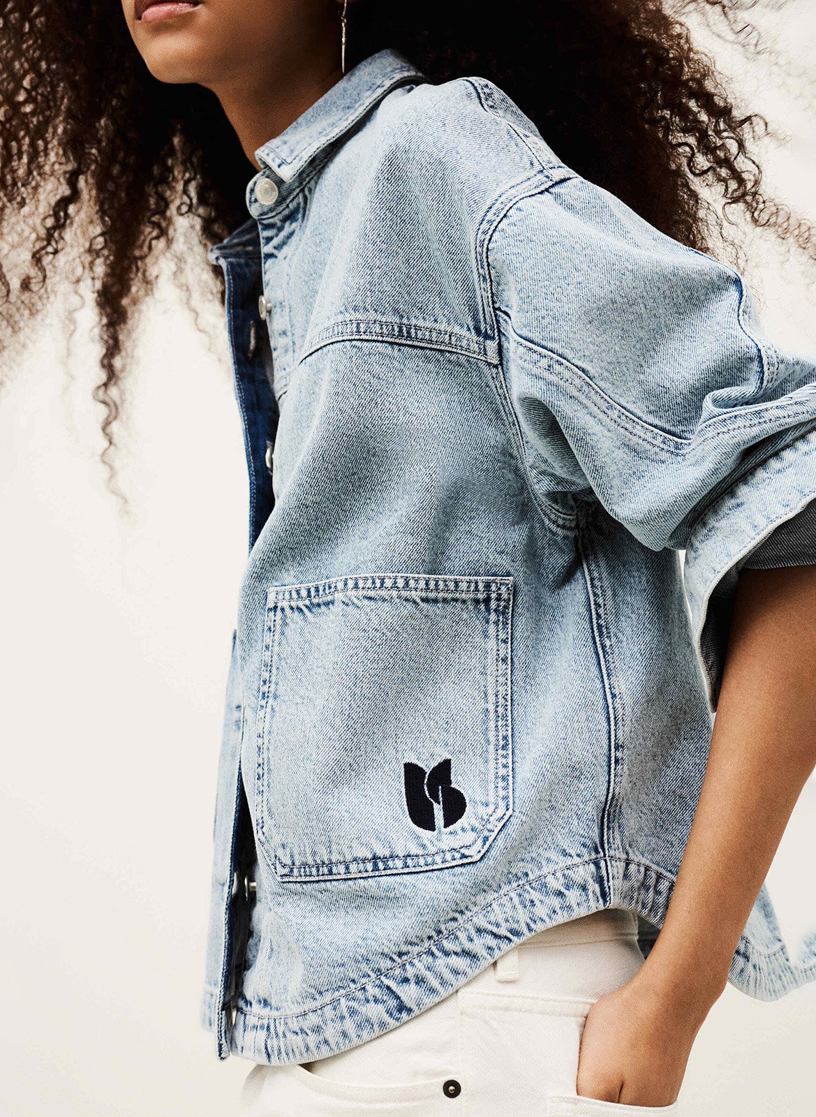 Veste ample boutonnée en jean délavé juno BA&SH Bleu