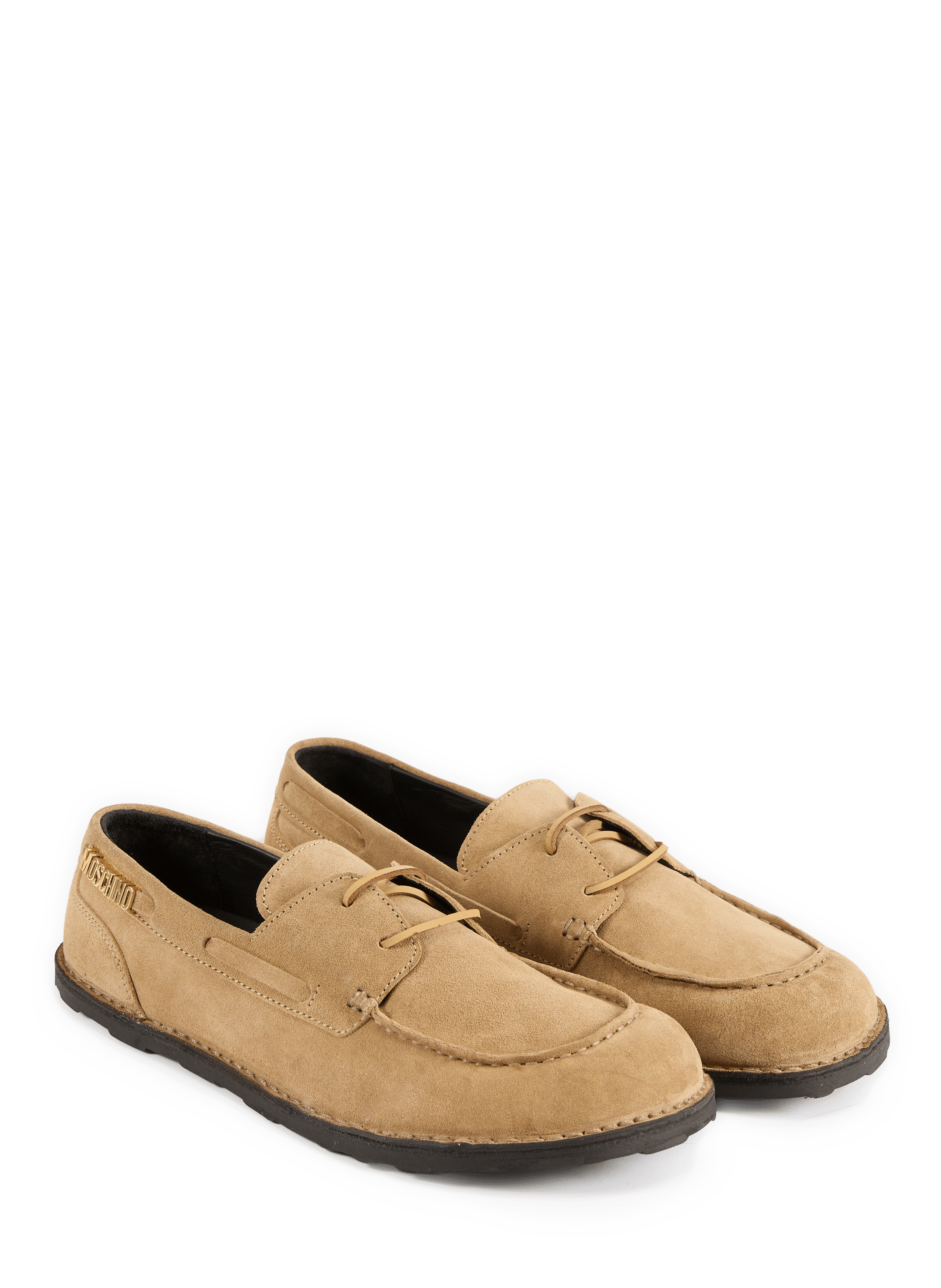 Lace-up Couture suede leather moccasins MOSCHINO Brown