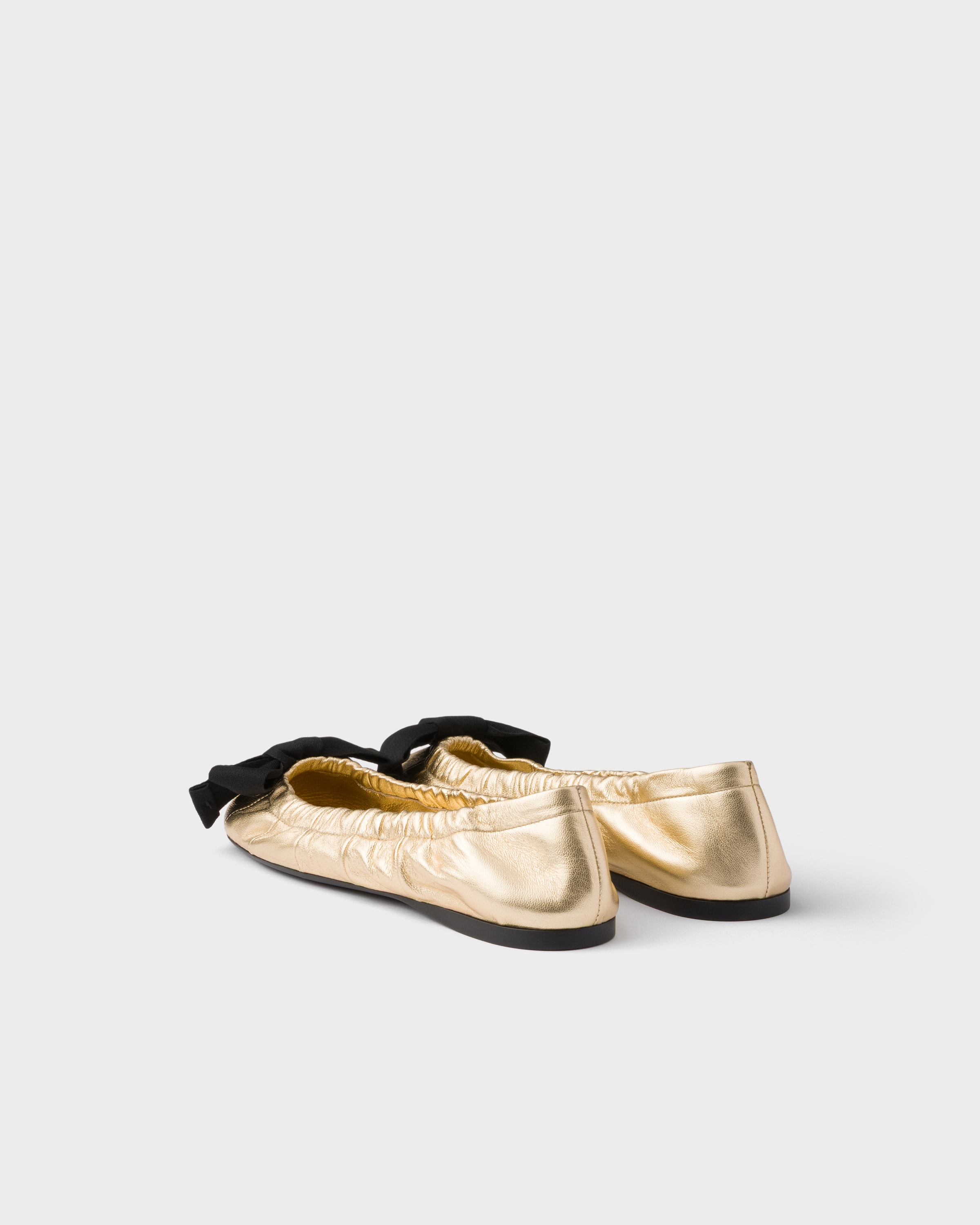 Ballerines en cuir nappa mordoré avec nœud PRADA Argent