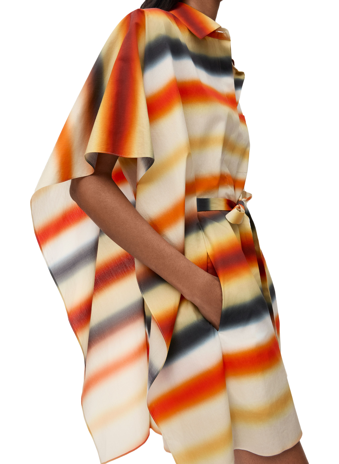 Caftan en popeline de coton rayée LOEWE Multicolore