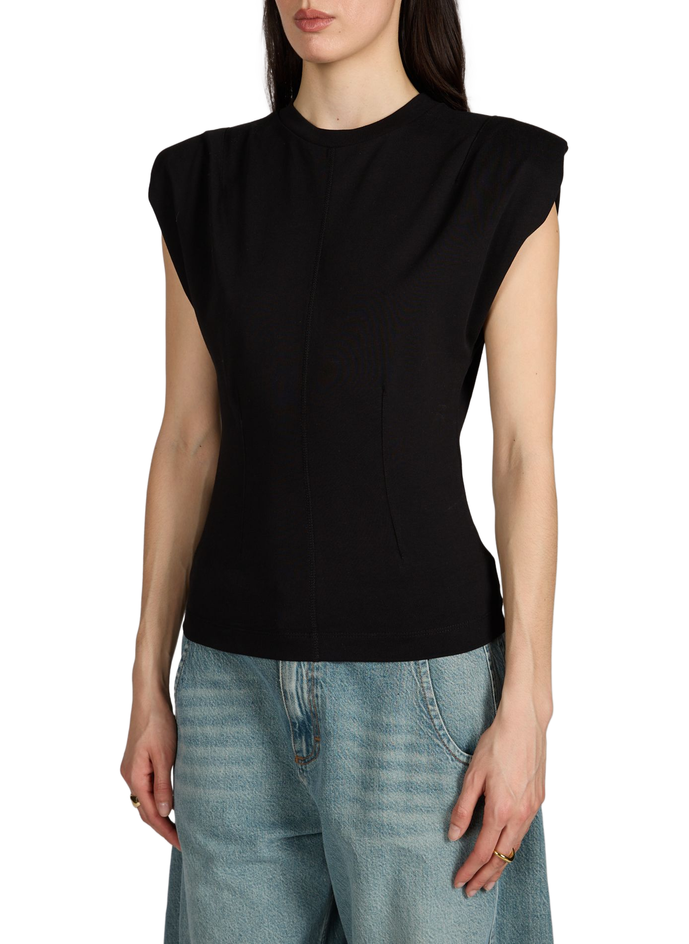 Straight cut Tsjulla cotton T-shirt TOPSHOP Black