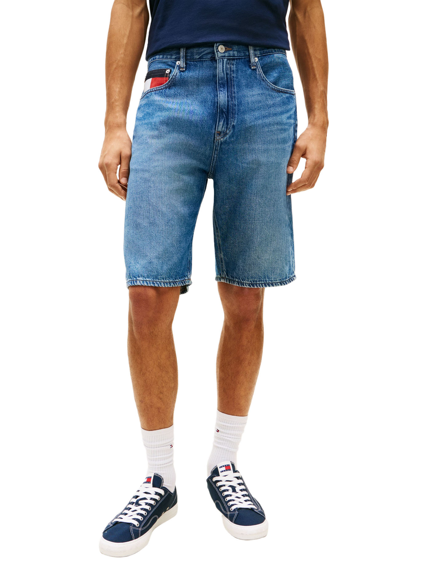 Short denim Otis with logo printed on pocket in cotton blend. TOMMY HILFIGER Blue