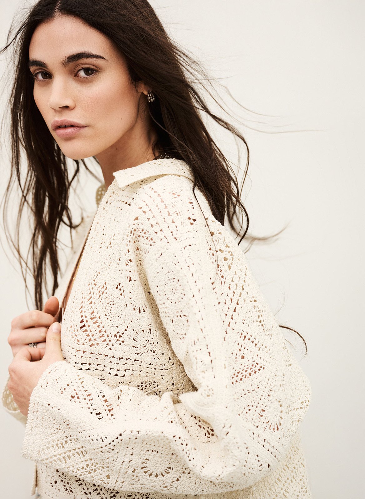 Veste courte en crochet fany BA&SH Beige