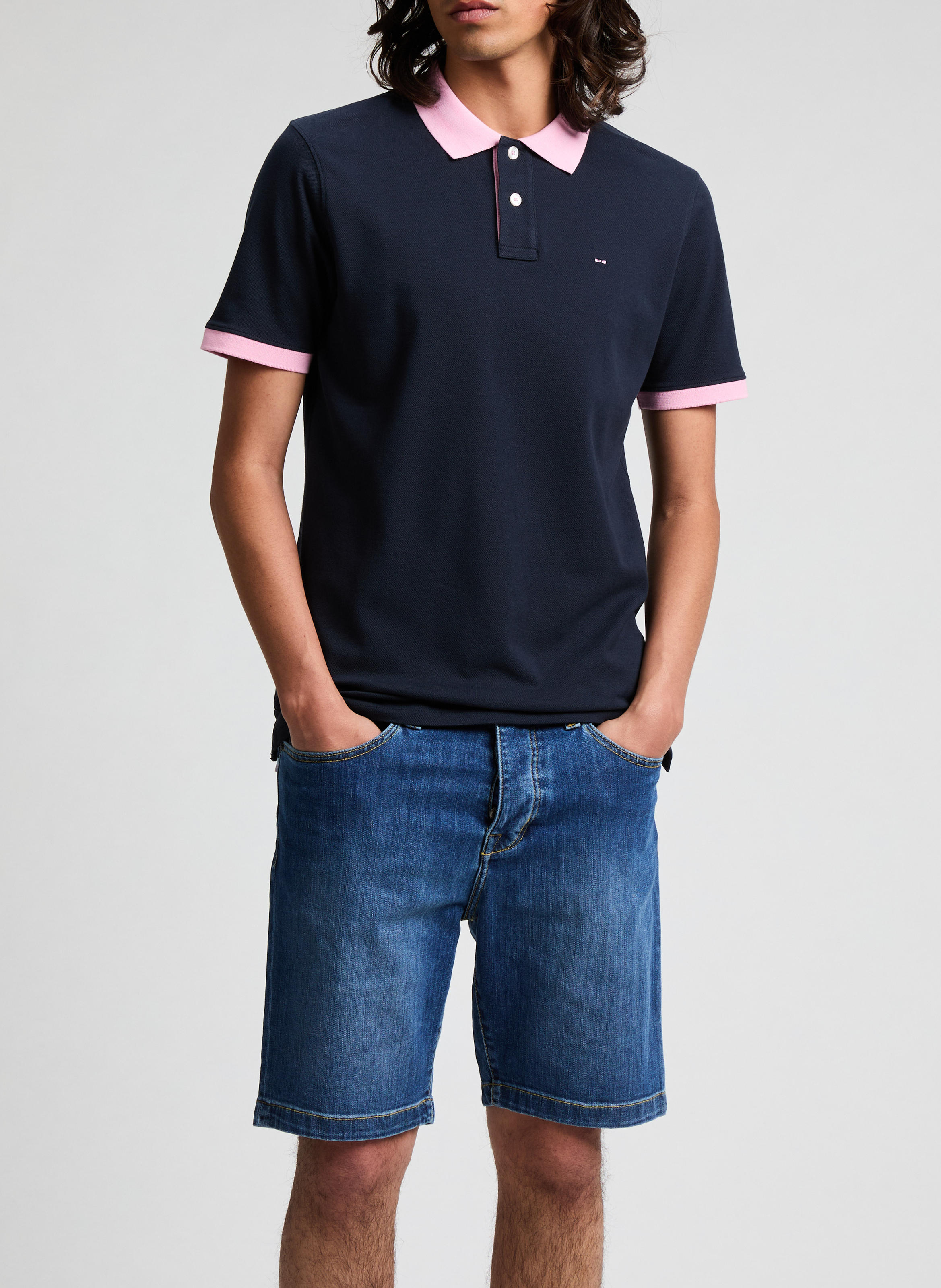 Short sleeve cotton polo shirt EDEN PARK Blue