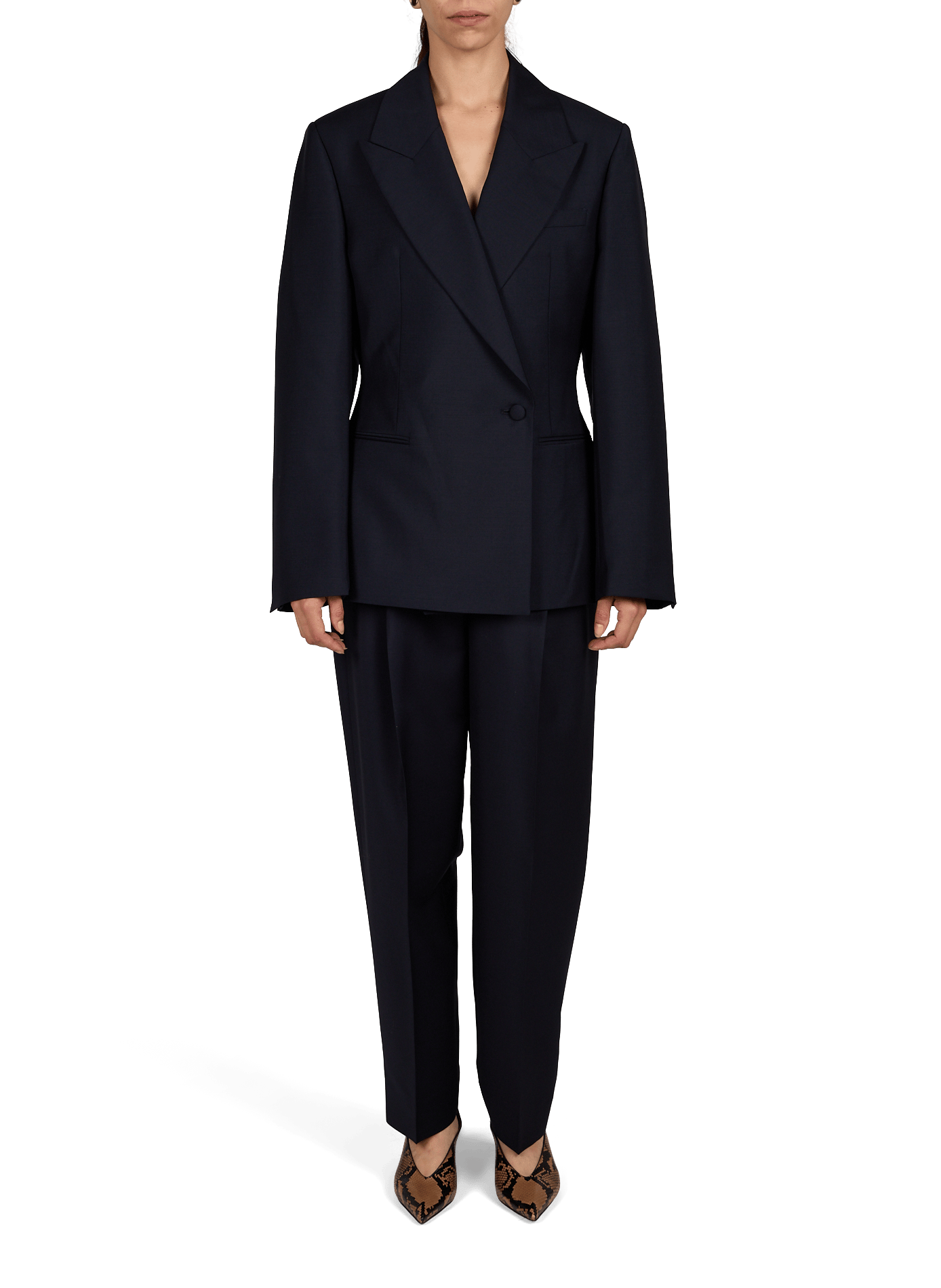Hourglass-cut blazer in virgin wool and mohair ROHE FRAMES Blue