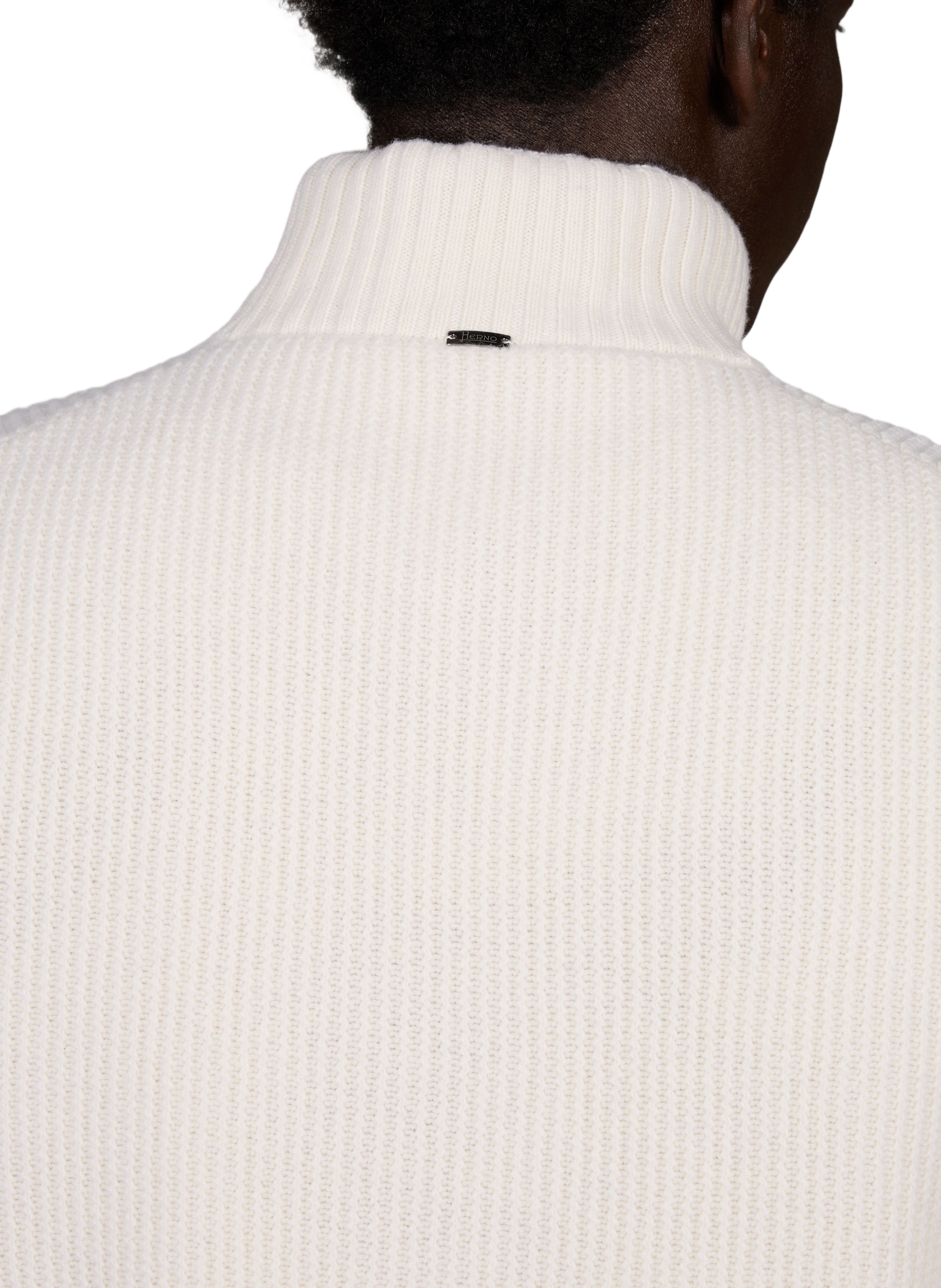 Ribbed high-neck textured wool vest HERNO White