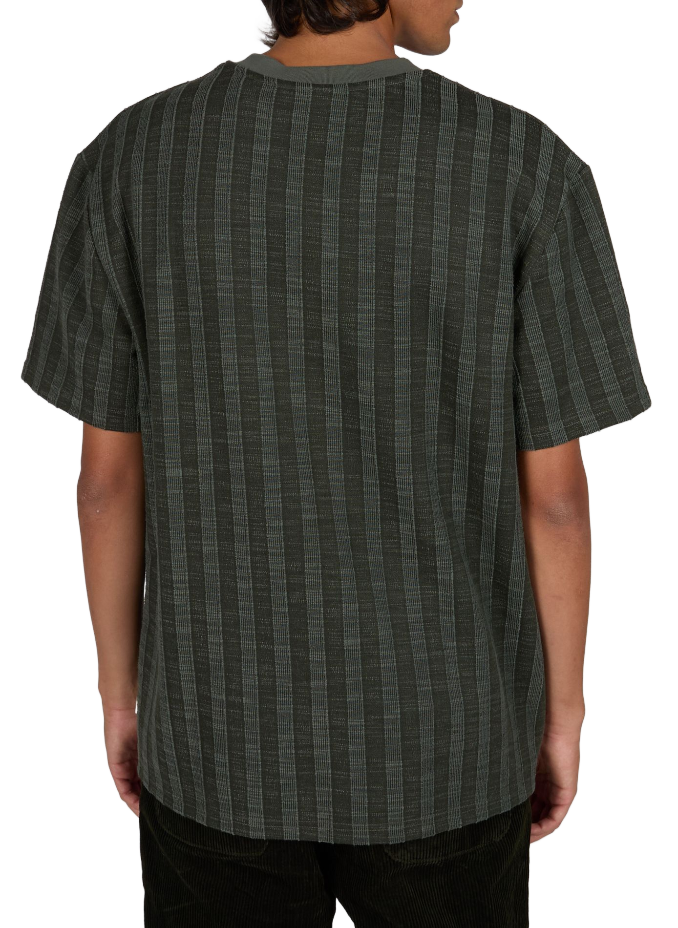 Textured straight fit T-shirt with pattern LES DEUX Green