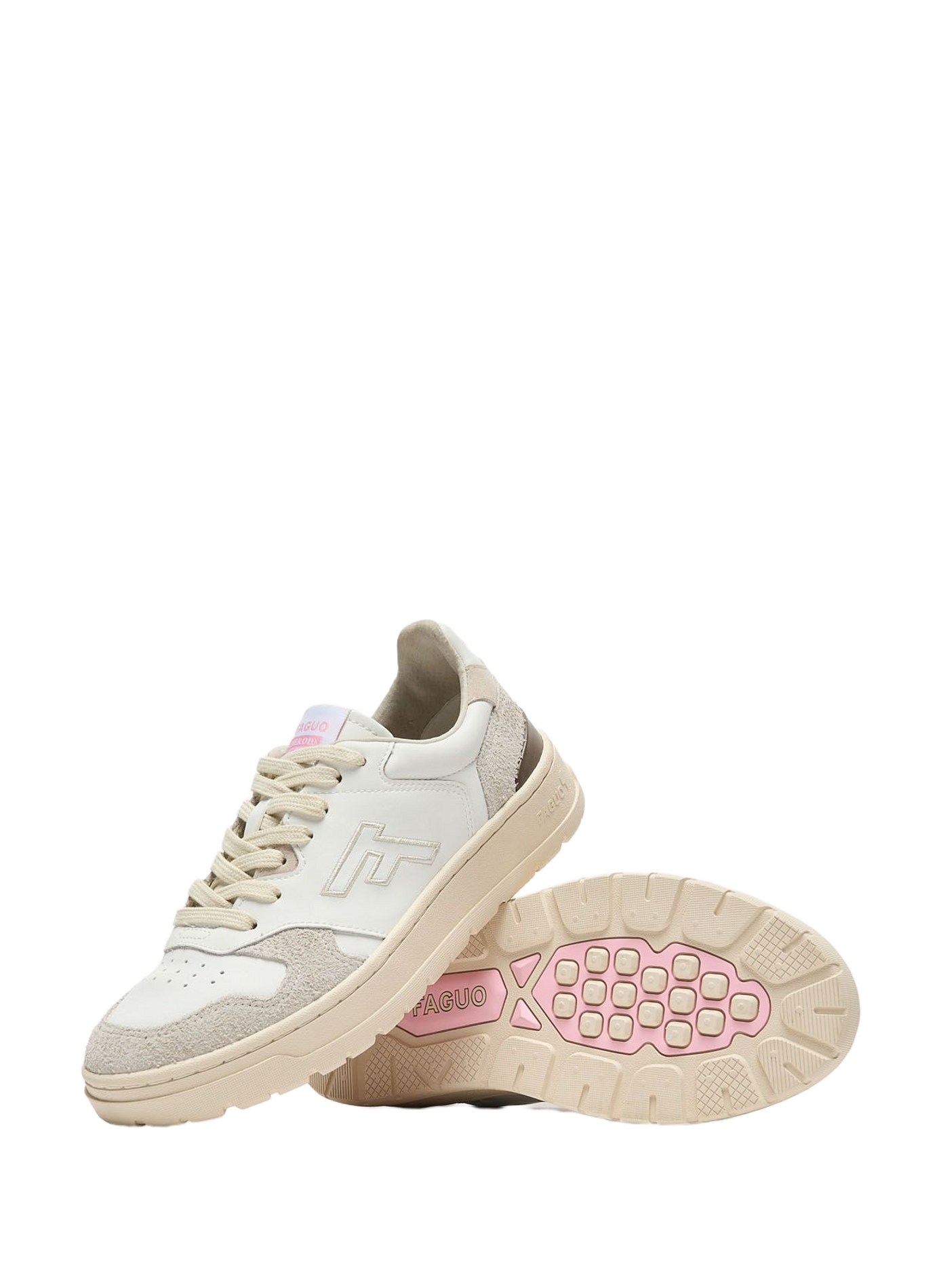 Mixed leather low-top sneakers FAGUO Beige