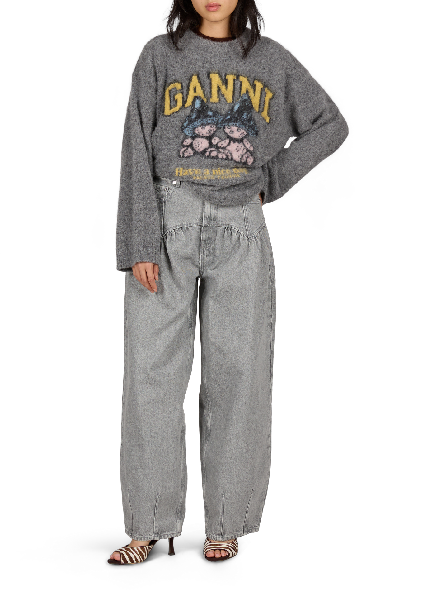 Oversized wool-blend jumper GANNI Grey