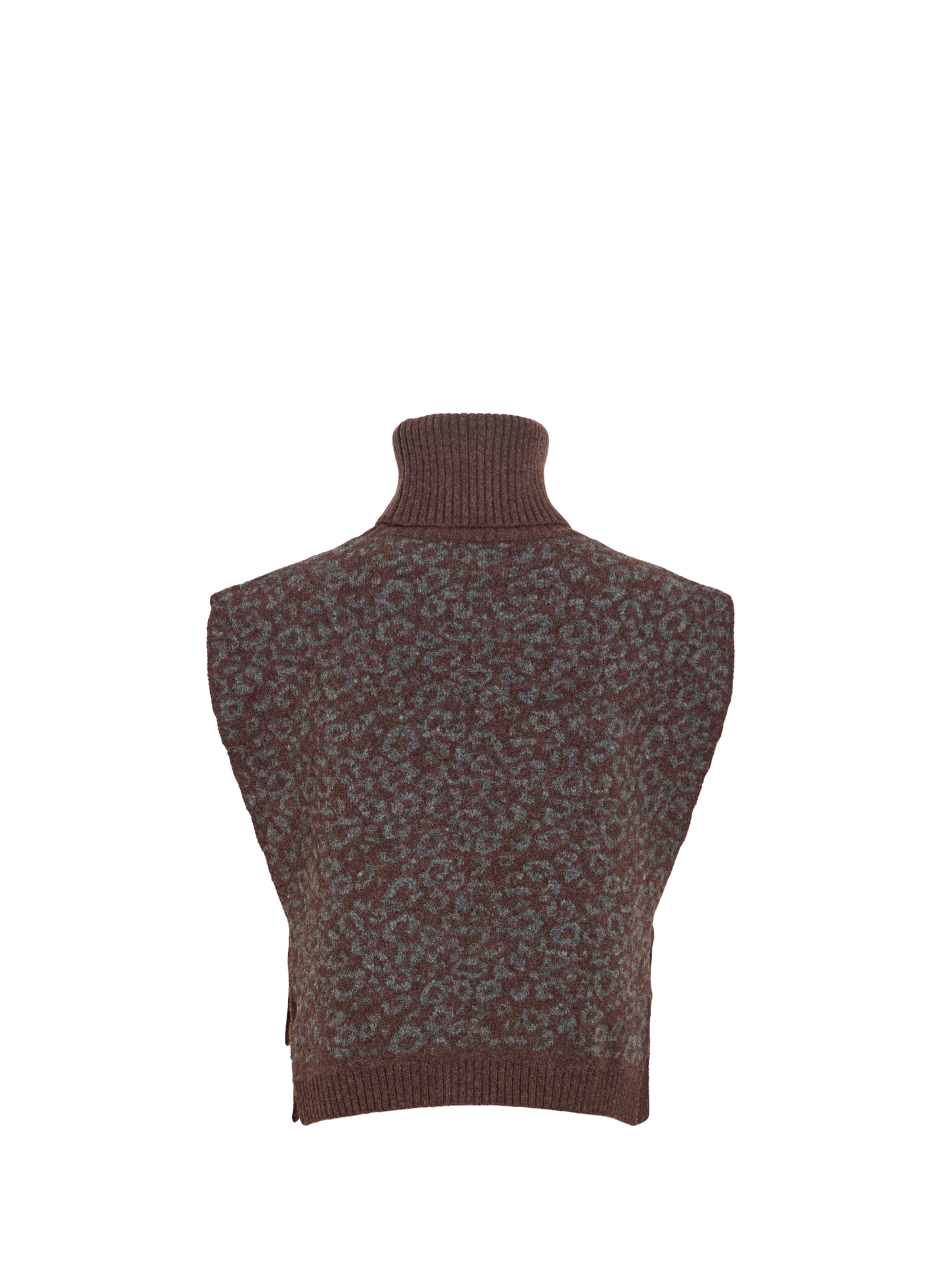 Straight-cut turtleneck cardigan with tie fastening VILA Brown