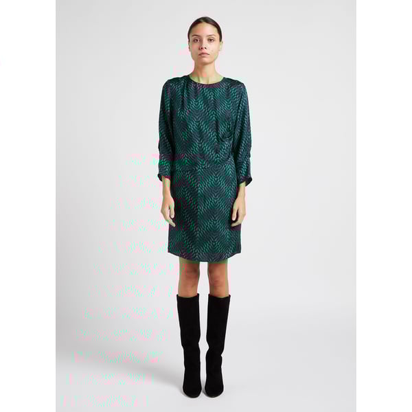 Robe courte à imprimé géométrique aspect satiné