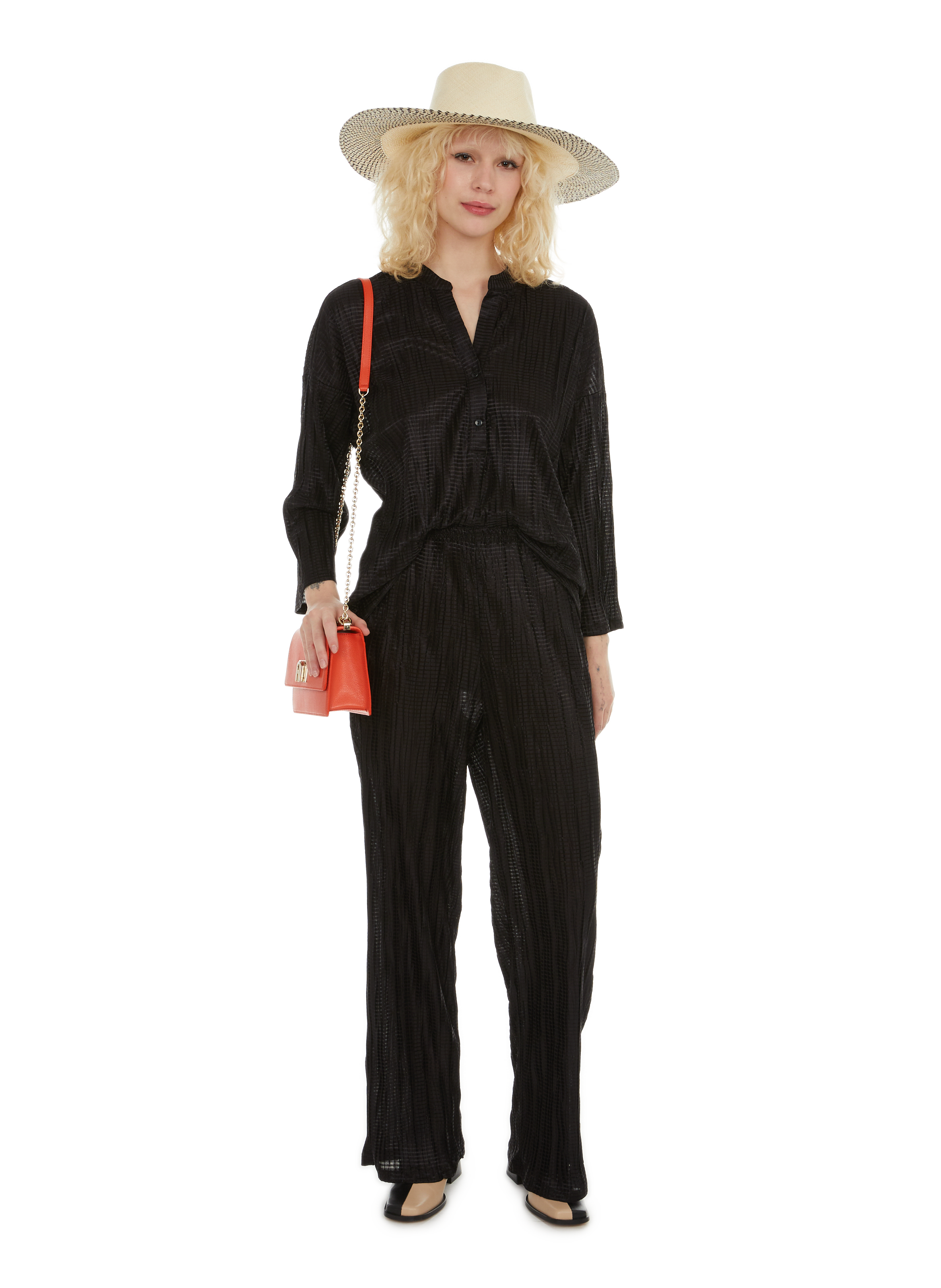 Pleated-effect blouse AU PRINTEMPS PARIS Black