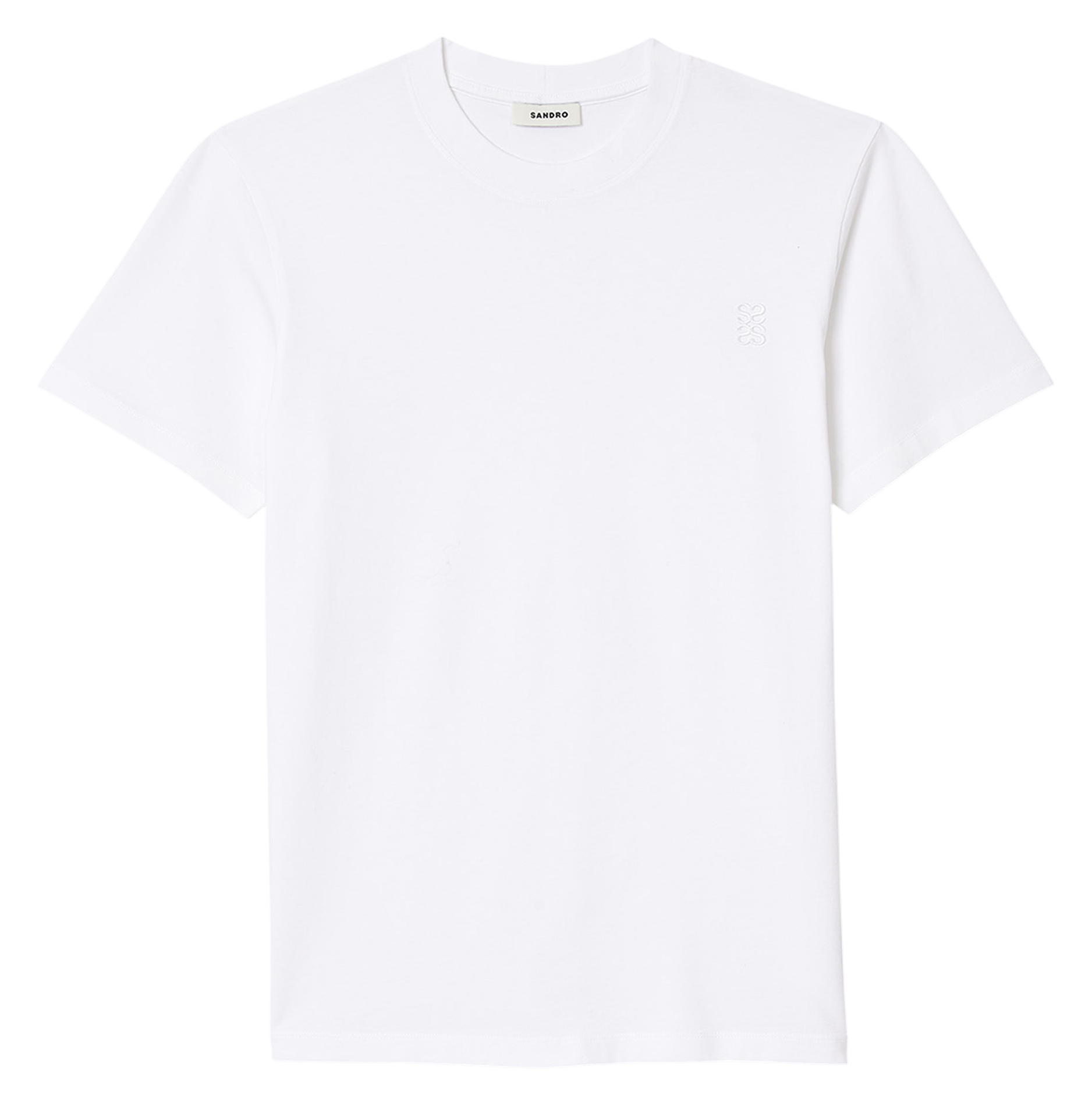 Tee-shirt col rond en coton SANDRO Blanc
