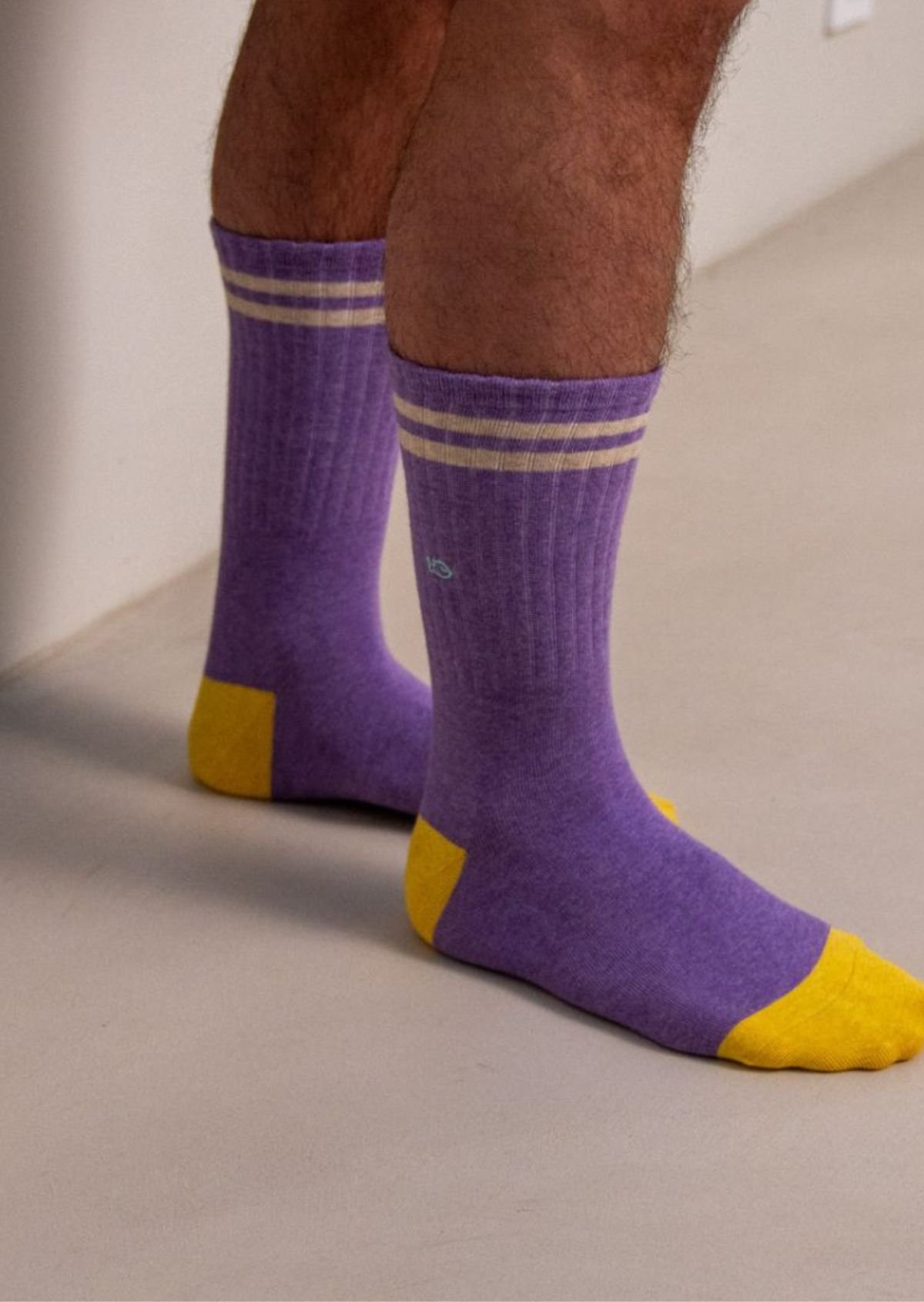 Chaussettes en coton peigné retro Violet
