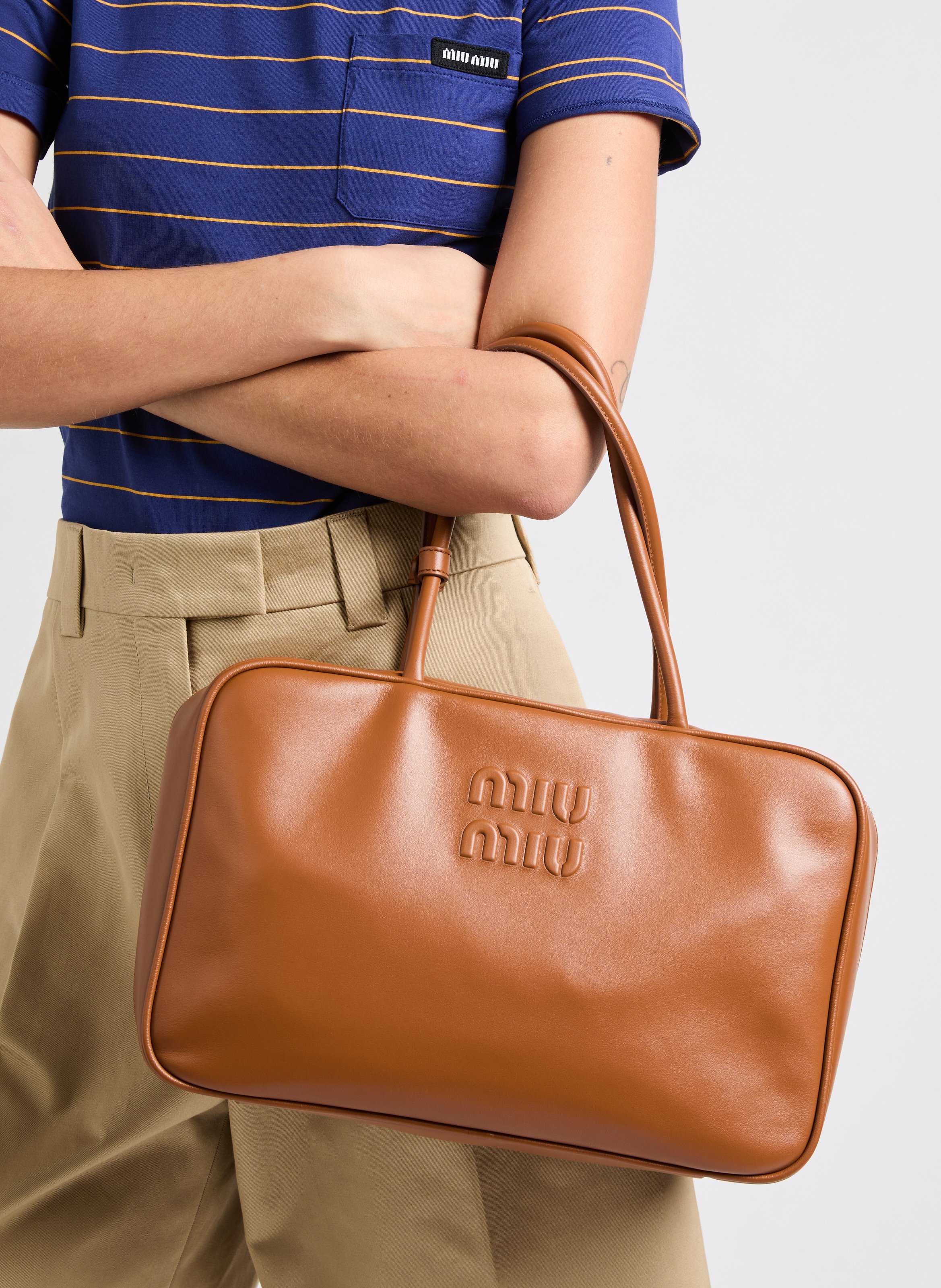 Cleo leather handbag MIU MIU Brown