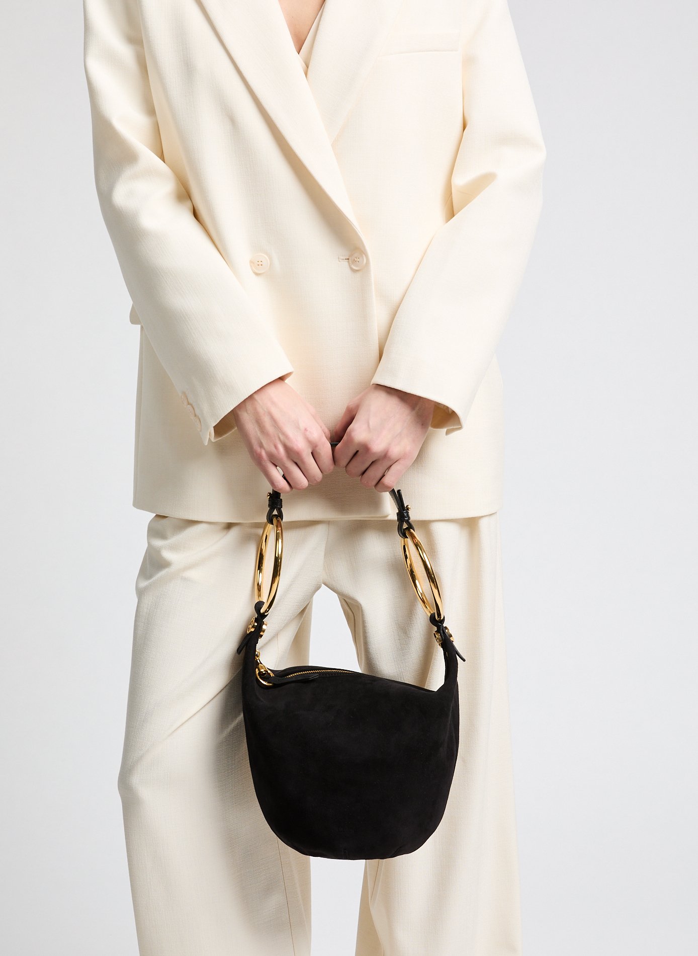 Petit sac à main porté épaule en cuir suédé CHLOÉ Noir