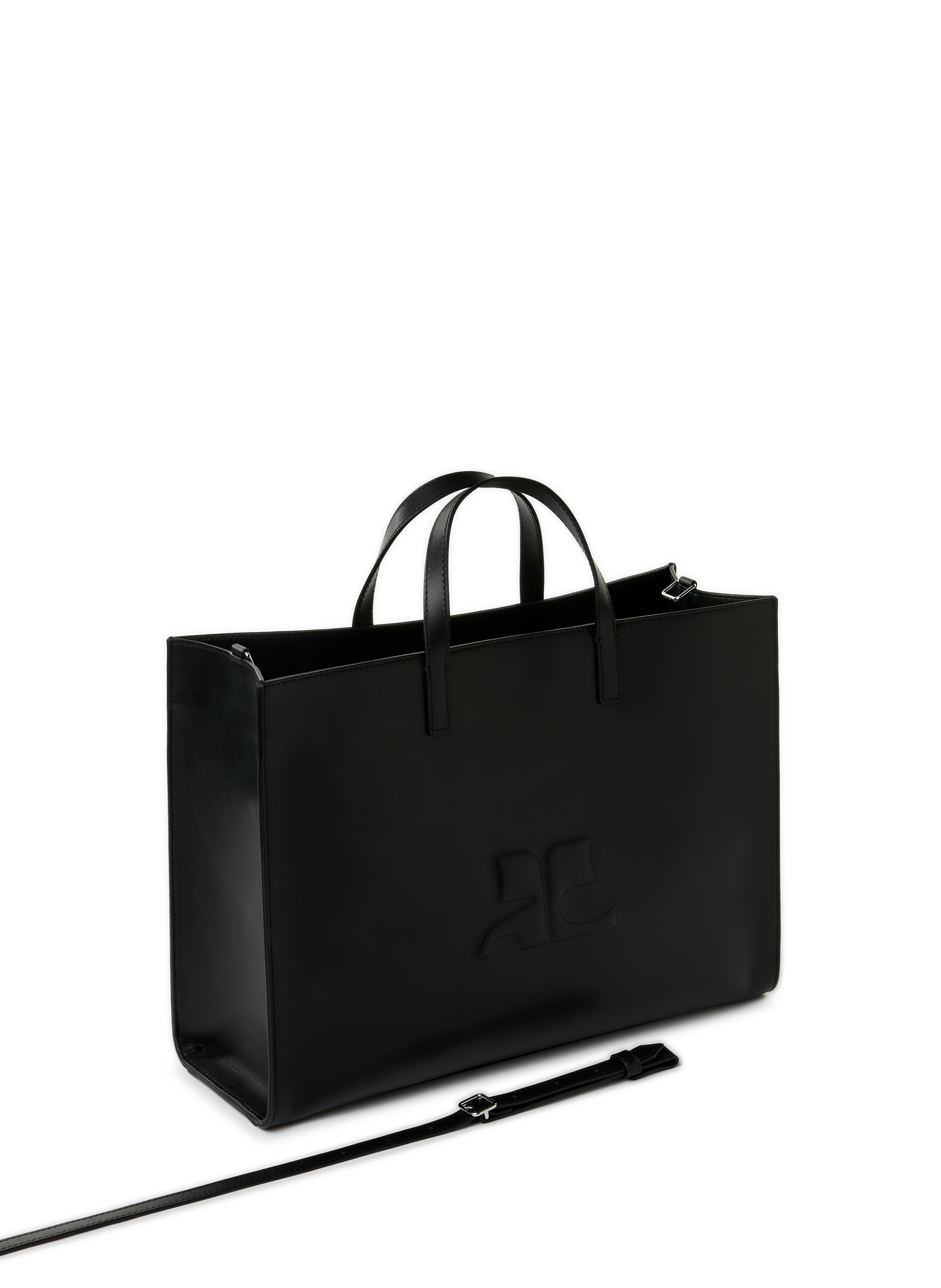 Heritage leather tote bag COURRÈGES Black