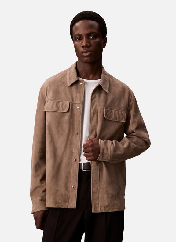 Suede Jacket Grey by CALVIN KLEIN CALVIN KLEIN Suede Jacket Grey