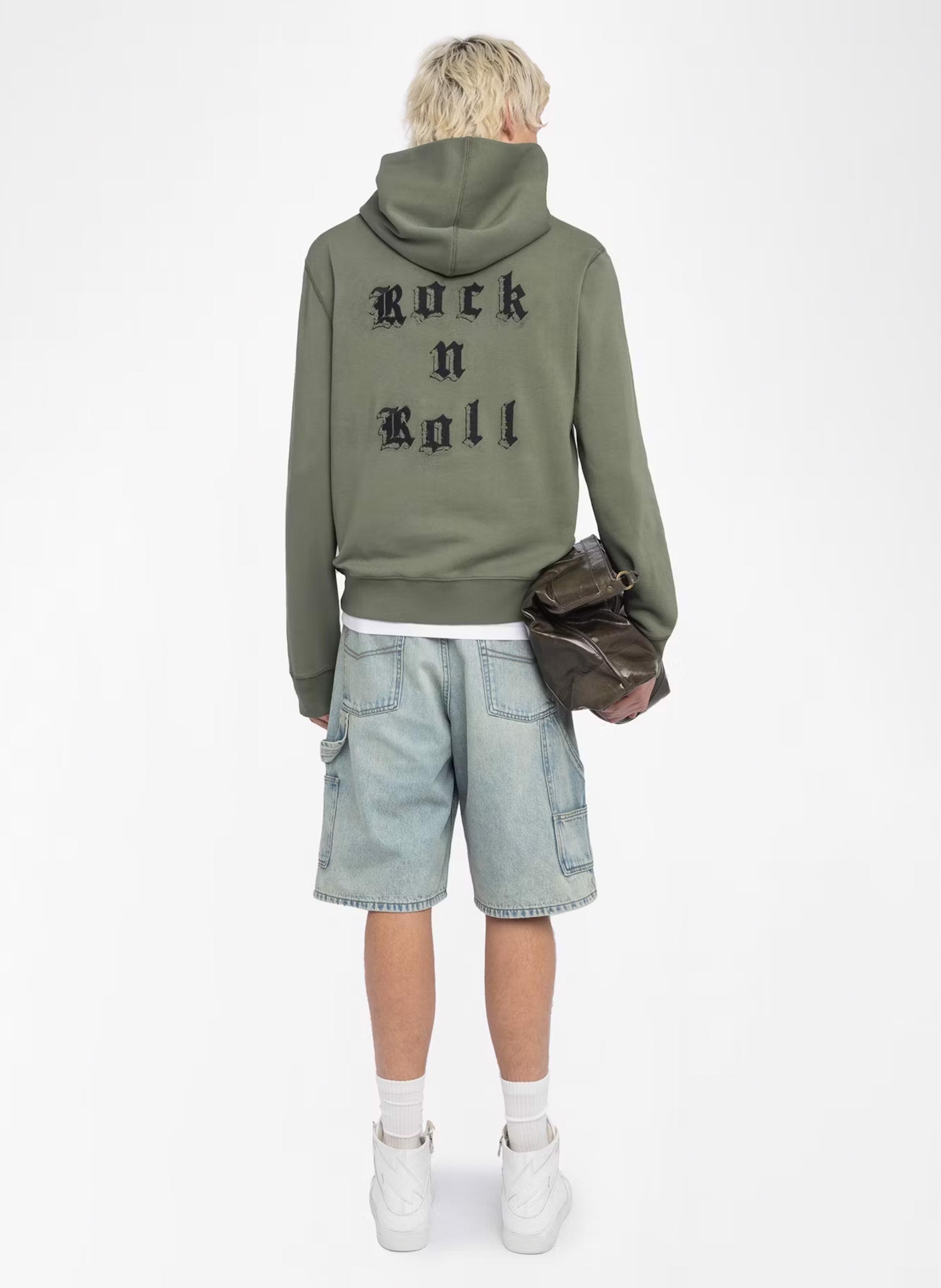 Sweat à capuche en coton imprimé sanchi ZADIG&VOLTAIRE Vert