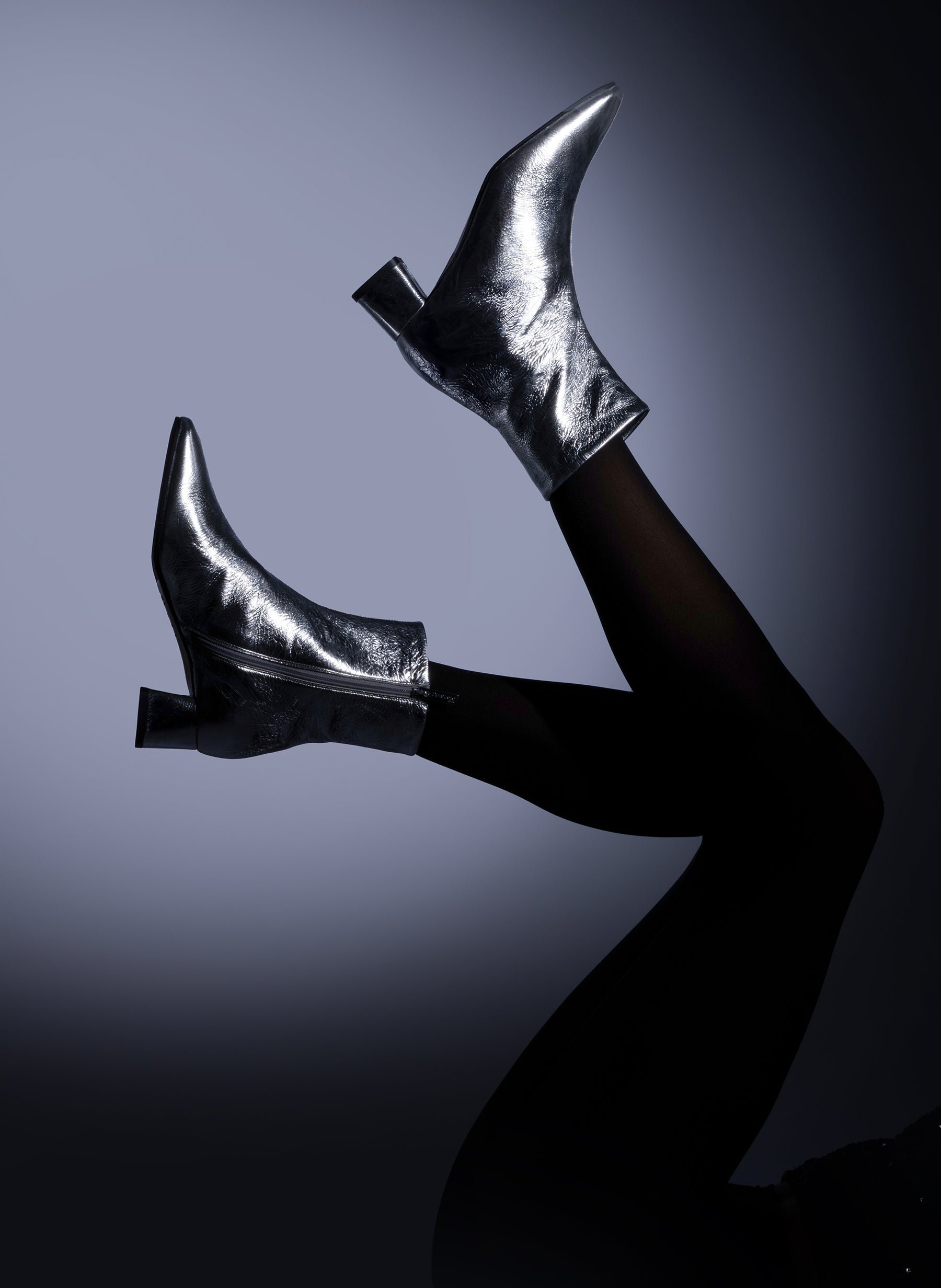 Bottines batan en nappa craquele PARALLELE Argent