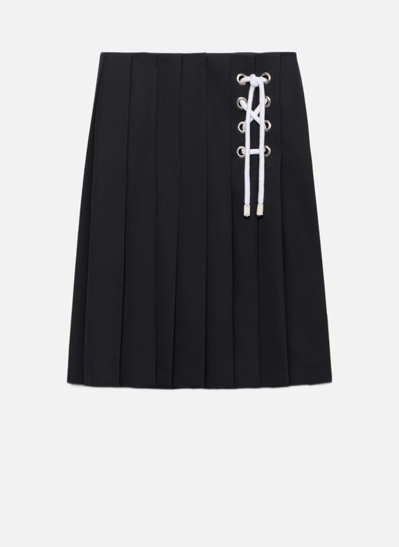 Jupe midi plissée en gabardine Bleu by PRADA PRADA Jupe midi plissée en gabardine Bleu