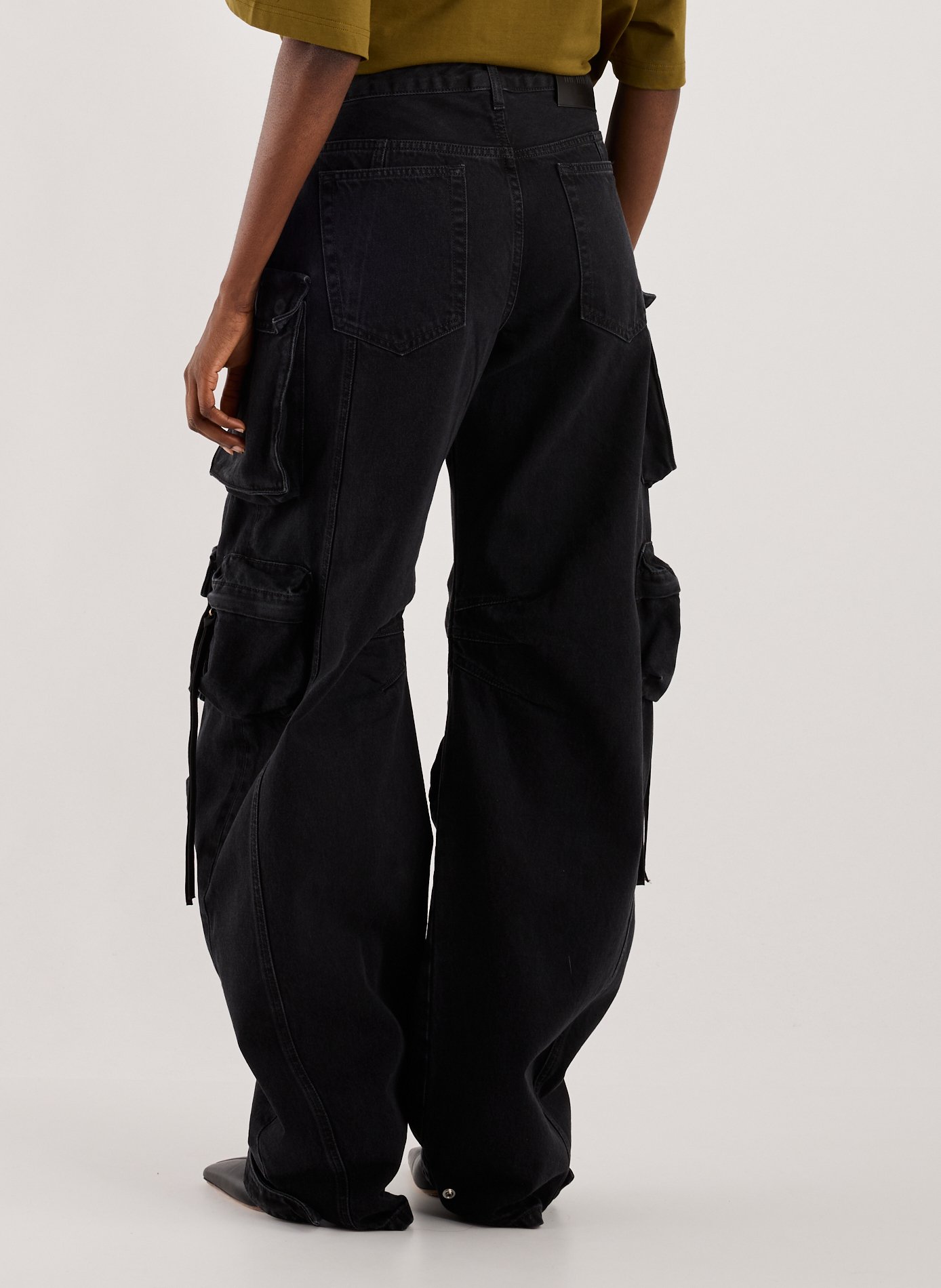 Cotton cargo jeans THE ATTICO Black