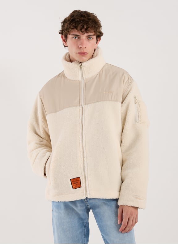 Oversized high-neck fleece jacket White by BOMBERS ORIGINAL BOMBERS ORIGINAL Oversized high-neck fleece jacket White