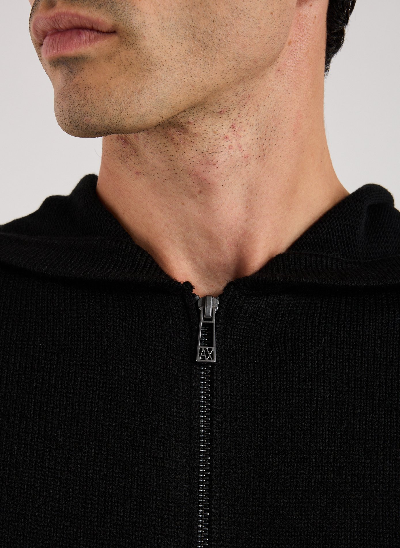 Hooded wool and cotton blend vest ARMANI EXCHANGE Black